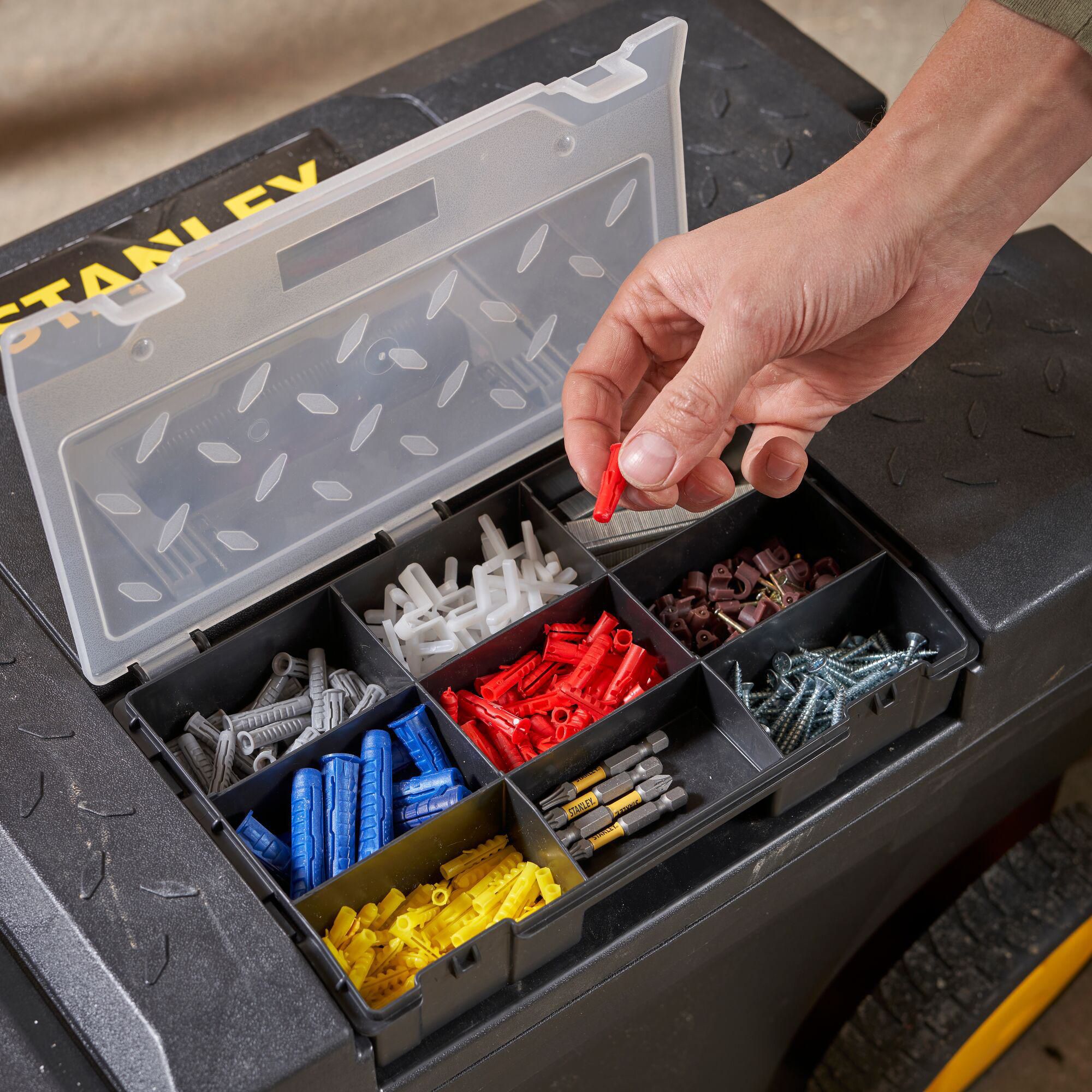Stanley Plastic 4 compartment Trolley & toolbox (H)425mm (W)375mm (D)620mm