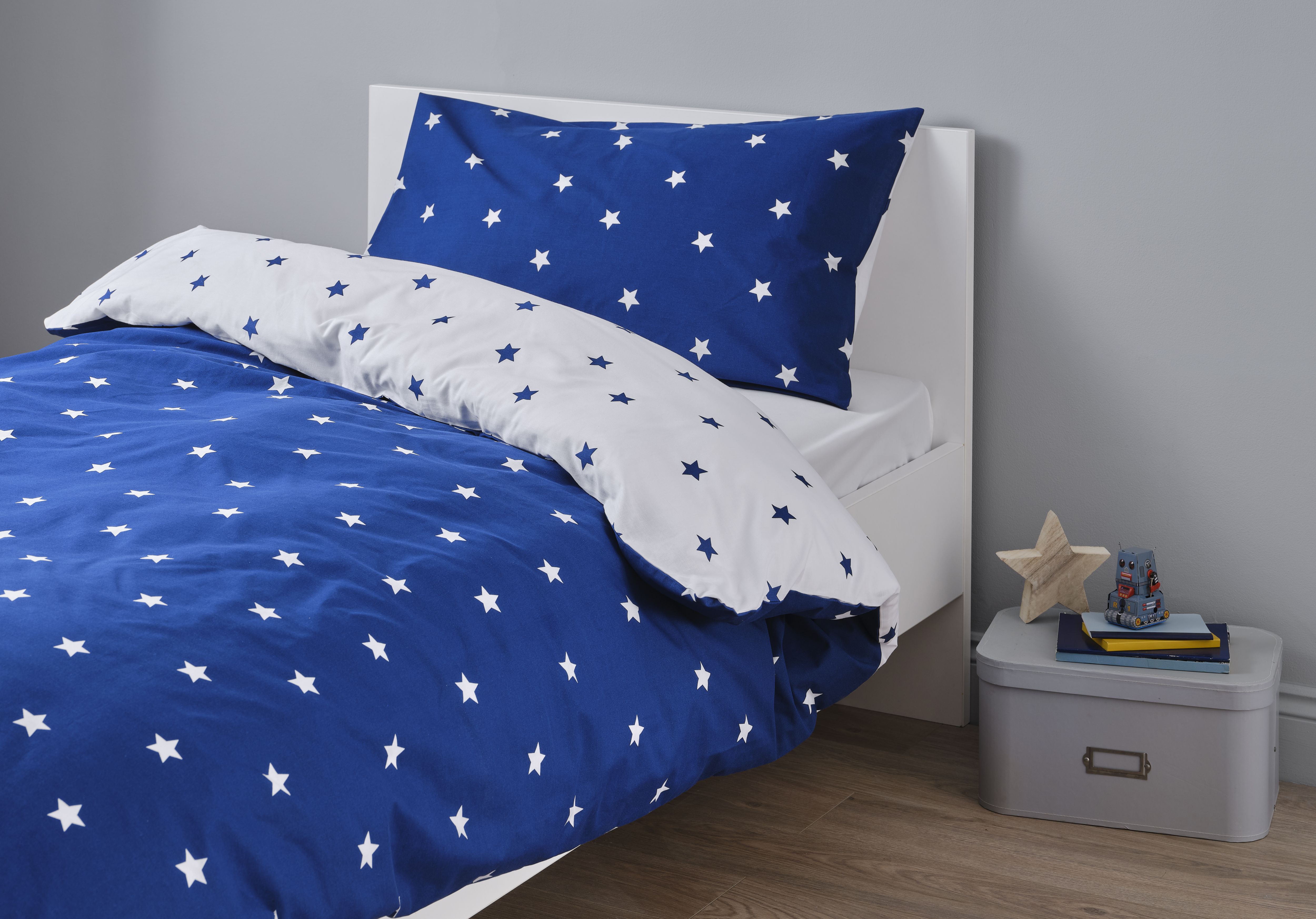 Star Blue & white Single Duvet cover & pillow case set
