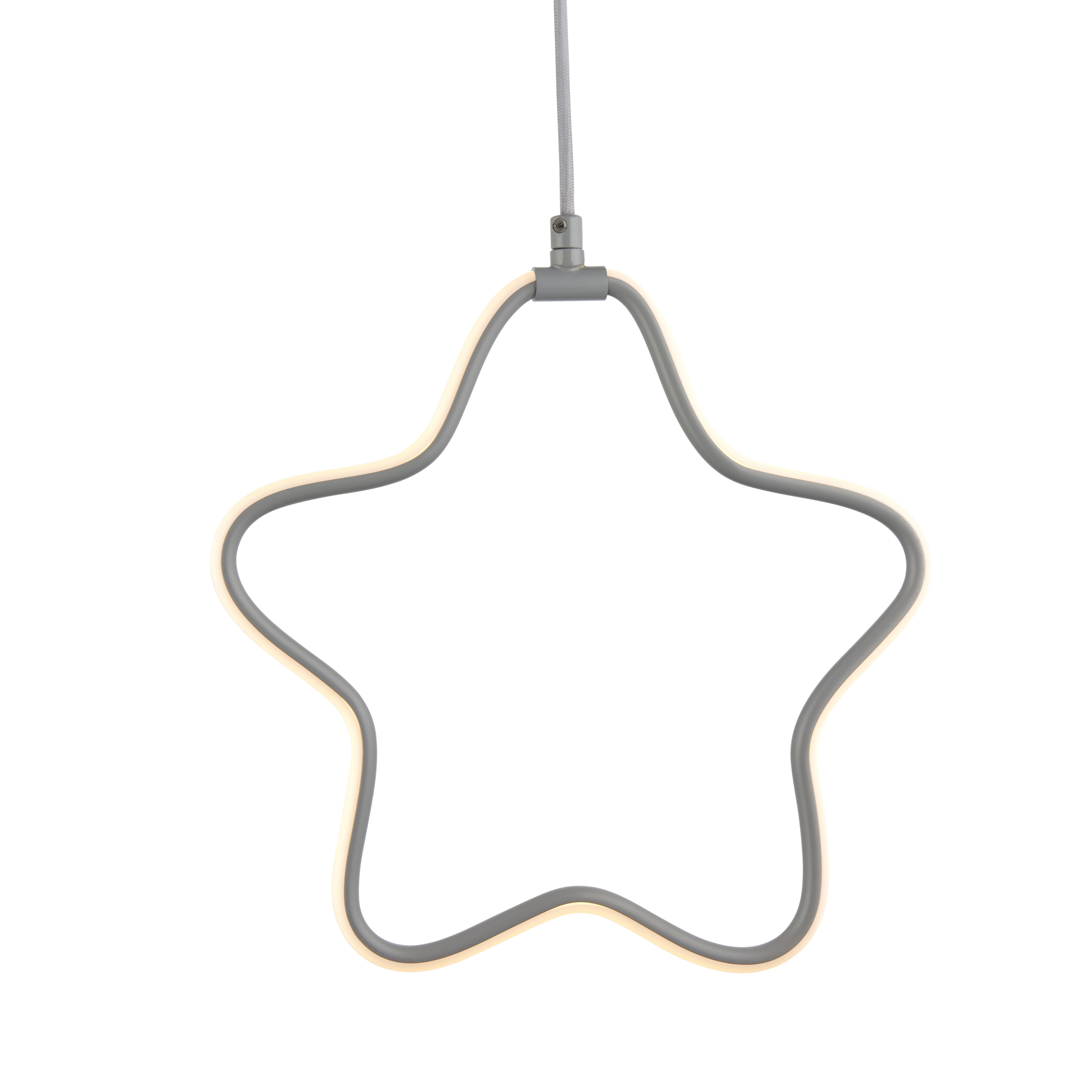 Star Matt Grey Pendant ceiling light, (Dia)300mm
