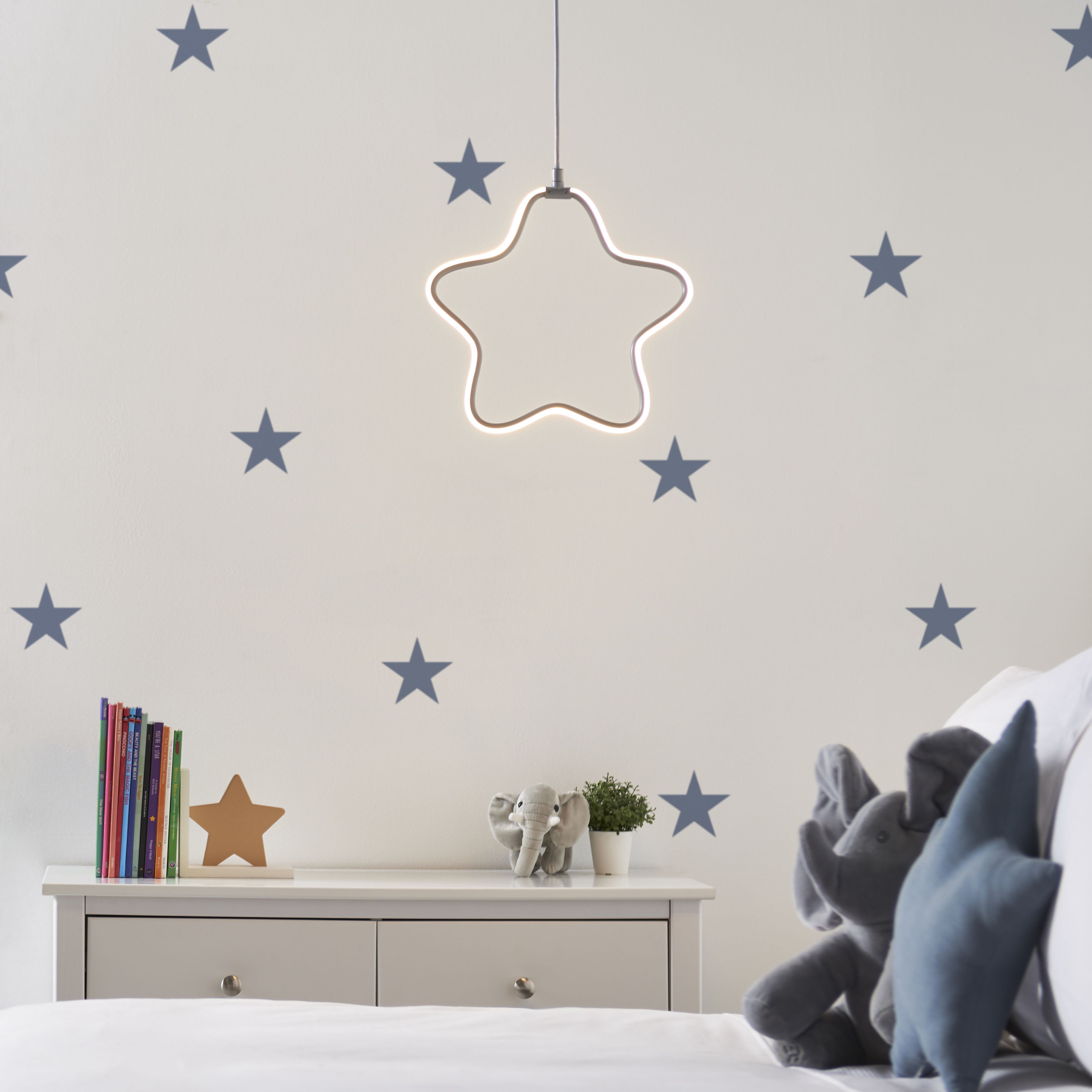 Star Matt Grey Pendant ceiling light, (Dia)300mm
