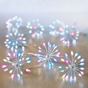 Starburst 600 Multicolour Cluster LED String lights Clear & silver cable