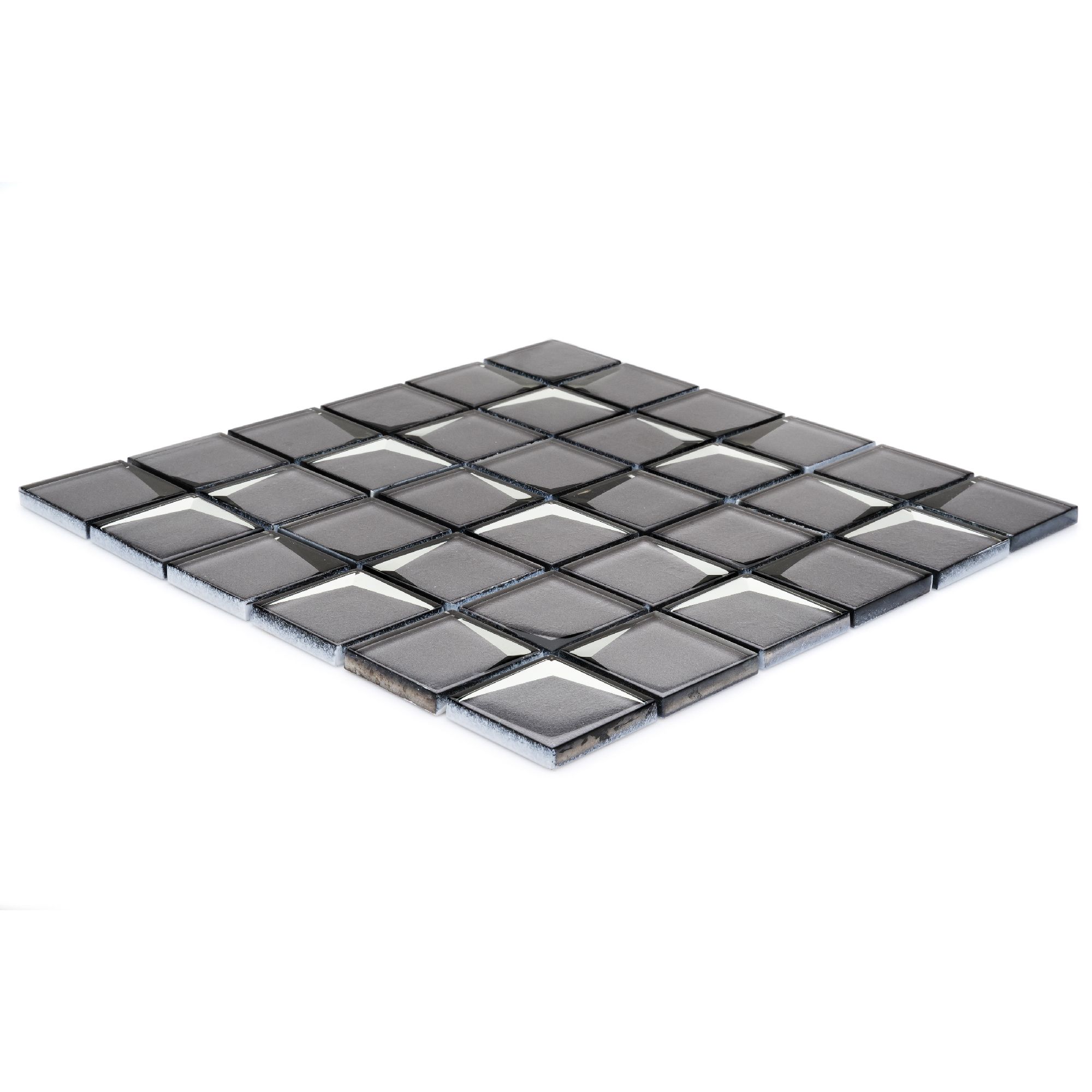 Stargazer Grey Mirror effect Glass 2x2 Mosaic tile, (L)300mm (W)300mm
