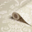 Statement Beatrice Olive & white Textured Wallpaper