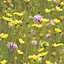 Statement Meadow Green & yellow Floral Smooth Wallpaper