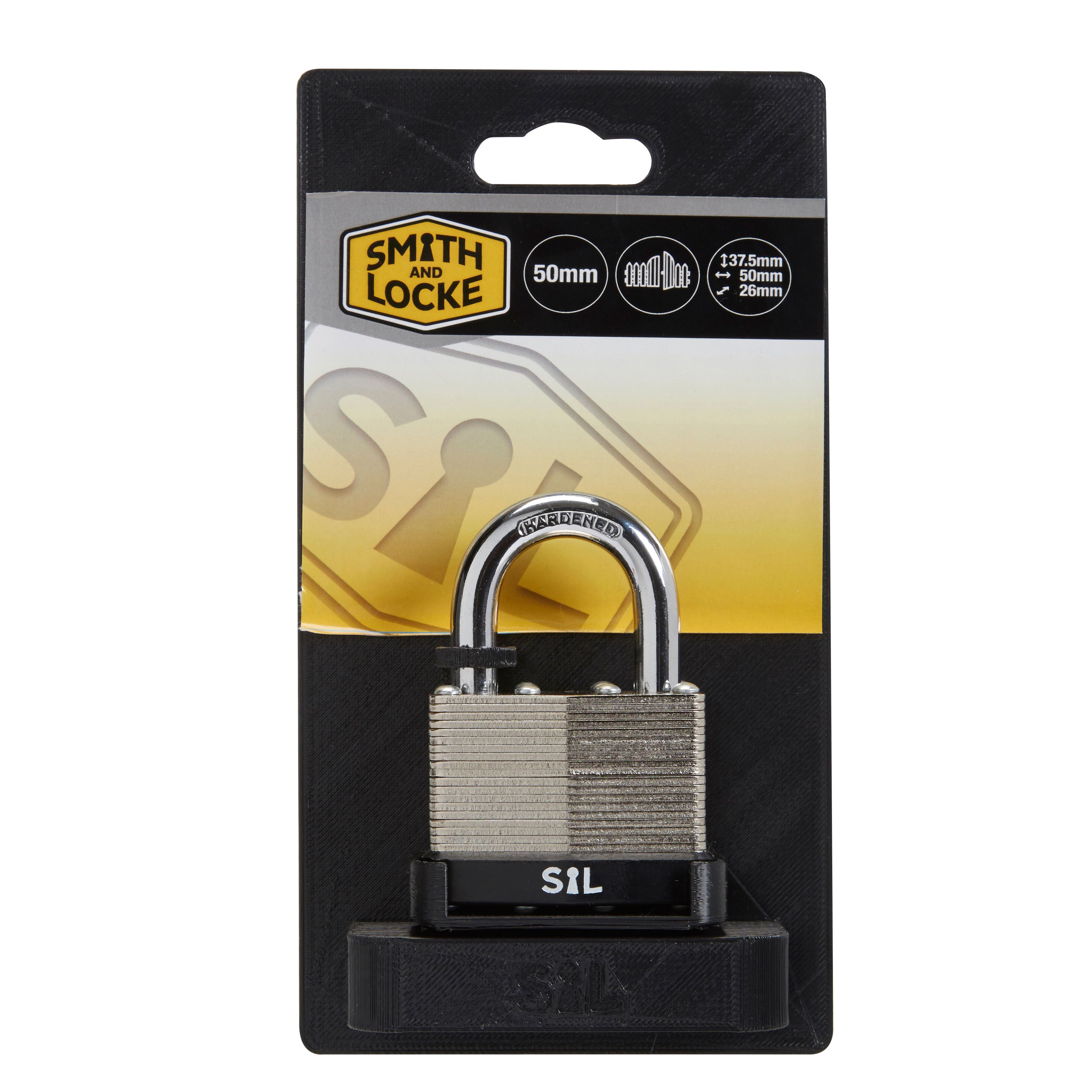 Steel Black Cylinder Open shackle Padlock (W)50mm