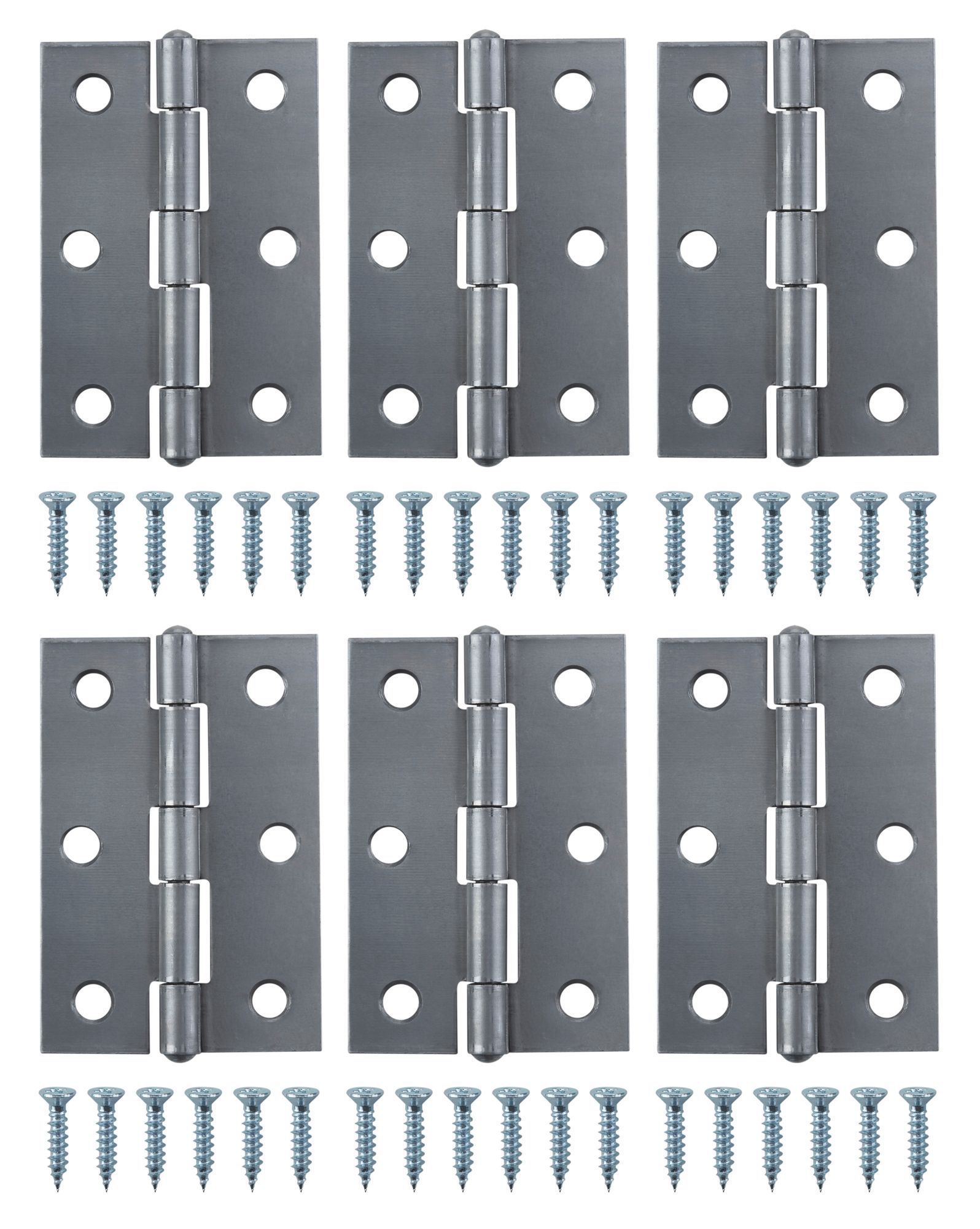 Steel Butt Door hinge N435 (L)75mm, Pack of 6