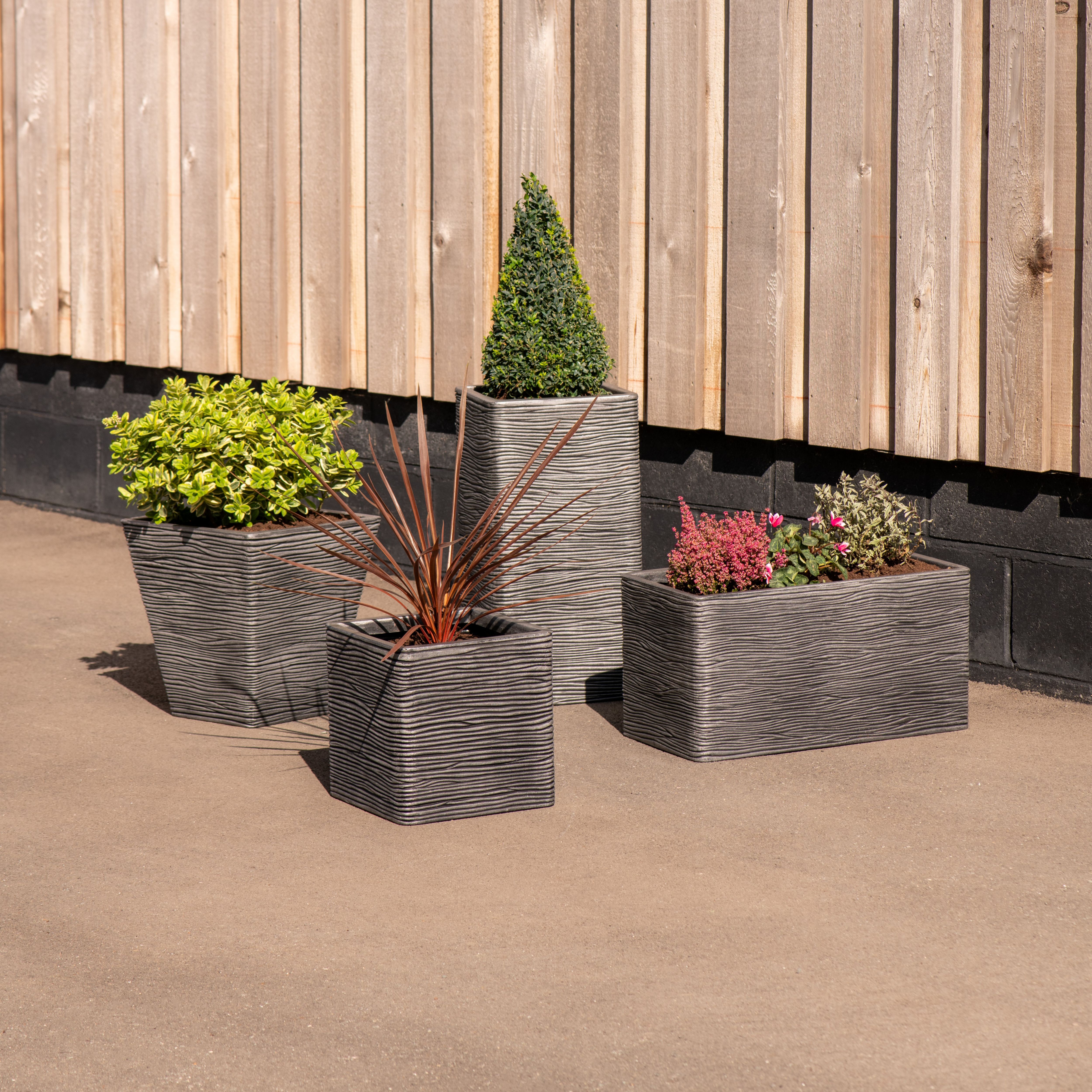 Strata Amalfi Pewter Plastic Planter (H)39cm (W)36cm