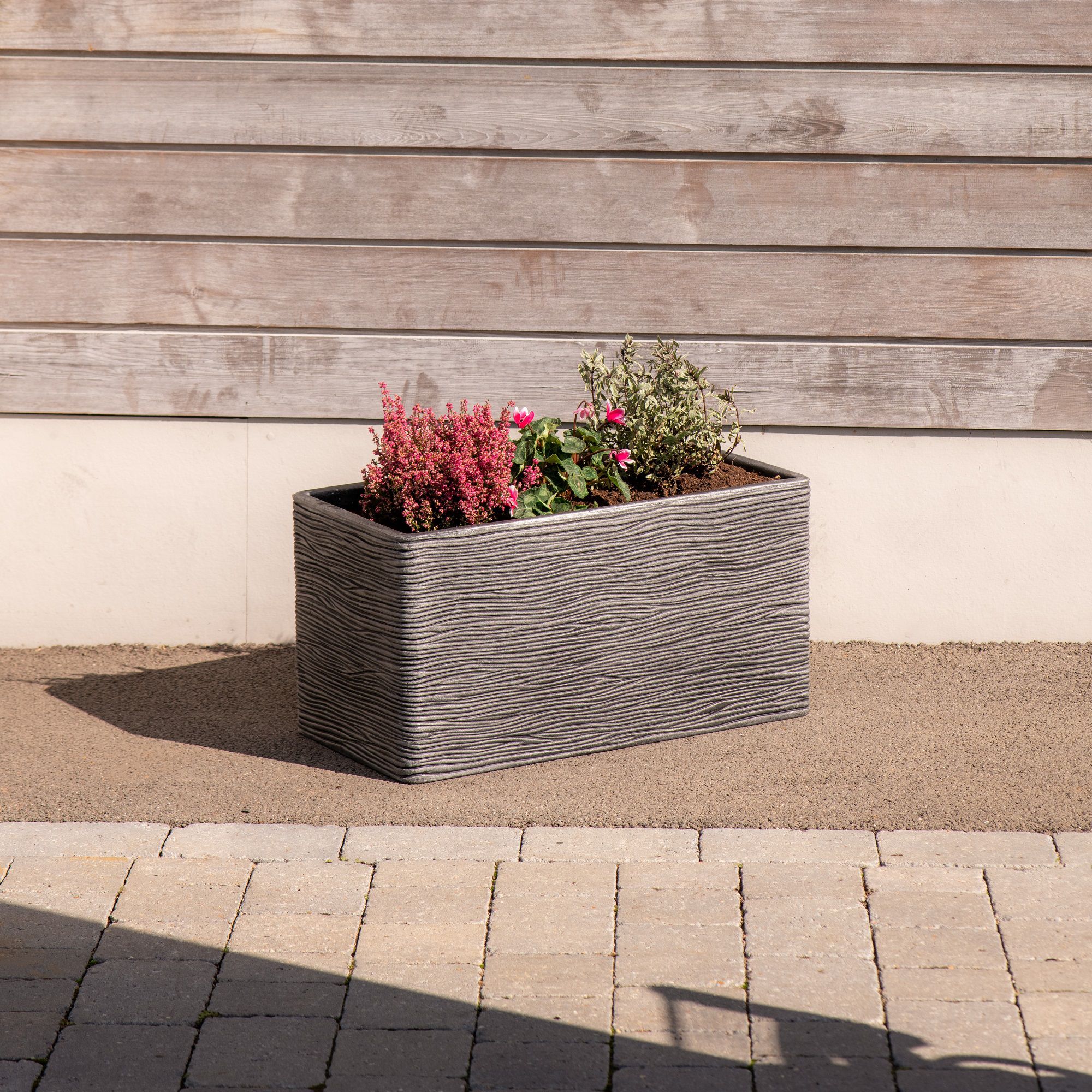 Strata Amalfi Pewter Plastic Planter (H)39cm (W)36cm