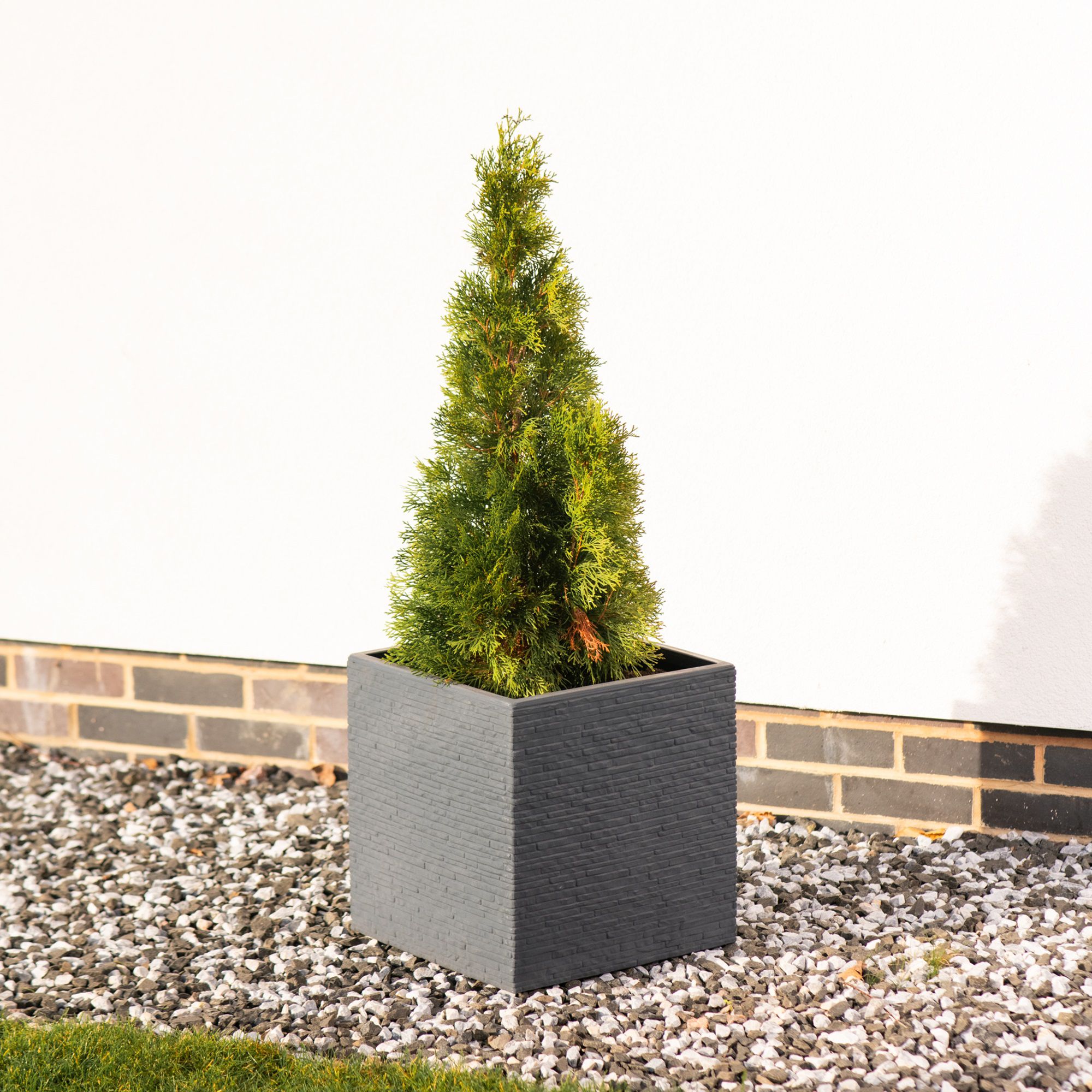 Strata Ash Plastic Square Planter (H)30cm (W)32cm