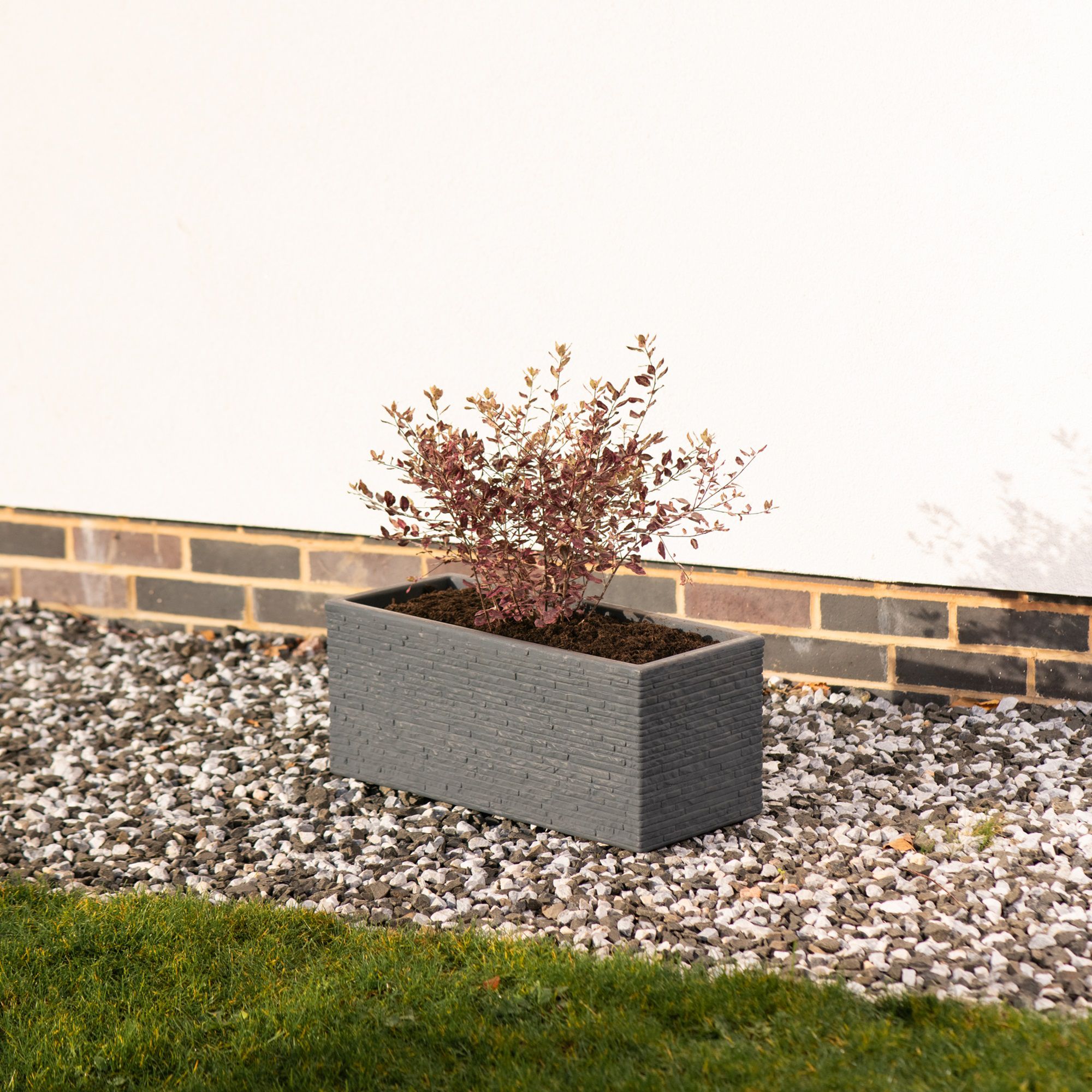 Strata Graphite Plastic Planter (H)45cm (W)30cm