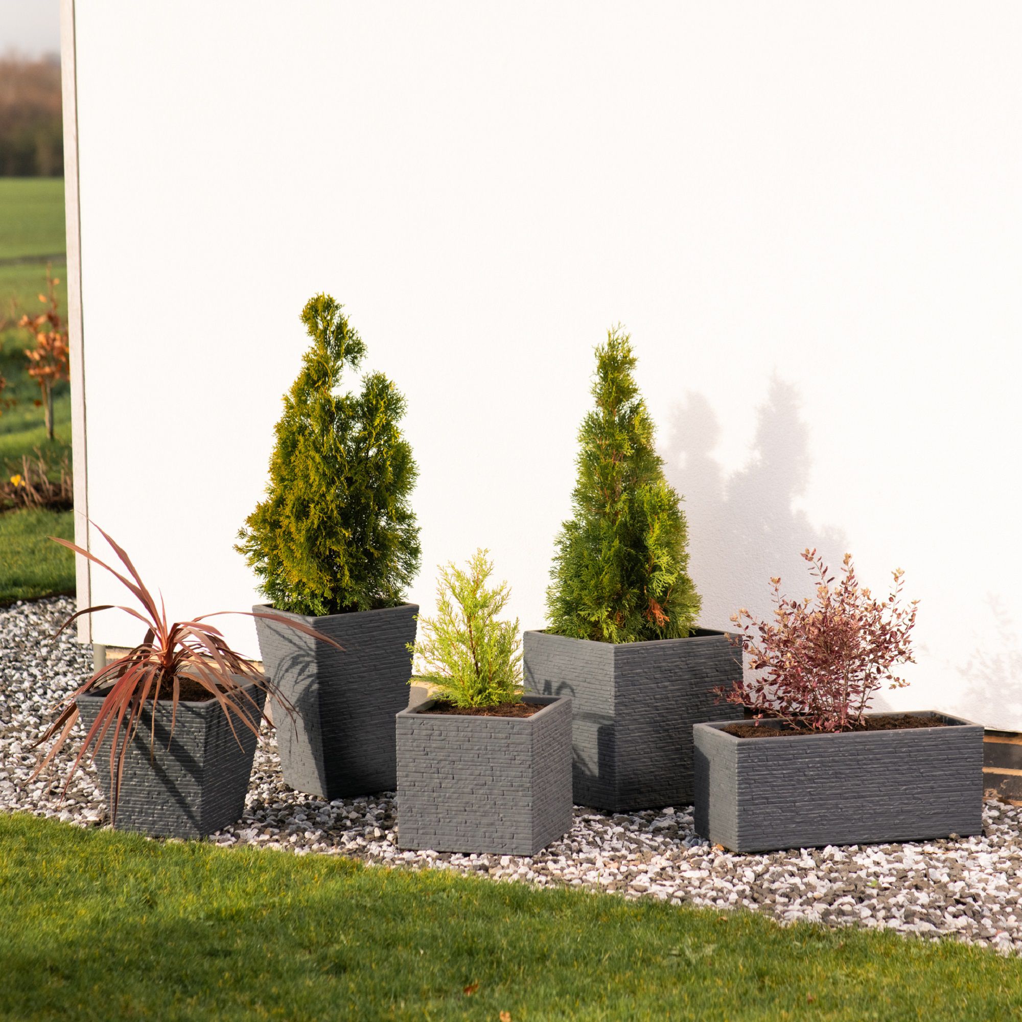 Strata Graphite Plastic Slate Effect Square Planter (H)33cm (W)33.5cm (D)33.5cm