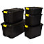 Strata Heavy duty Black 24L Small Stackable Storage box & Lid