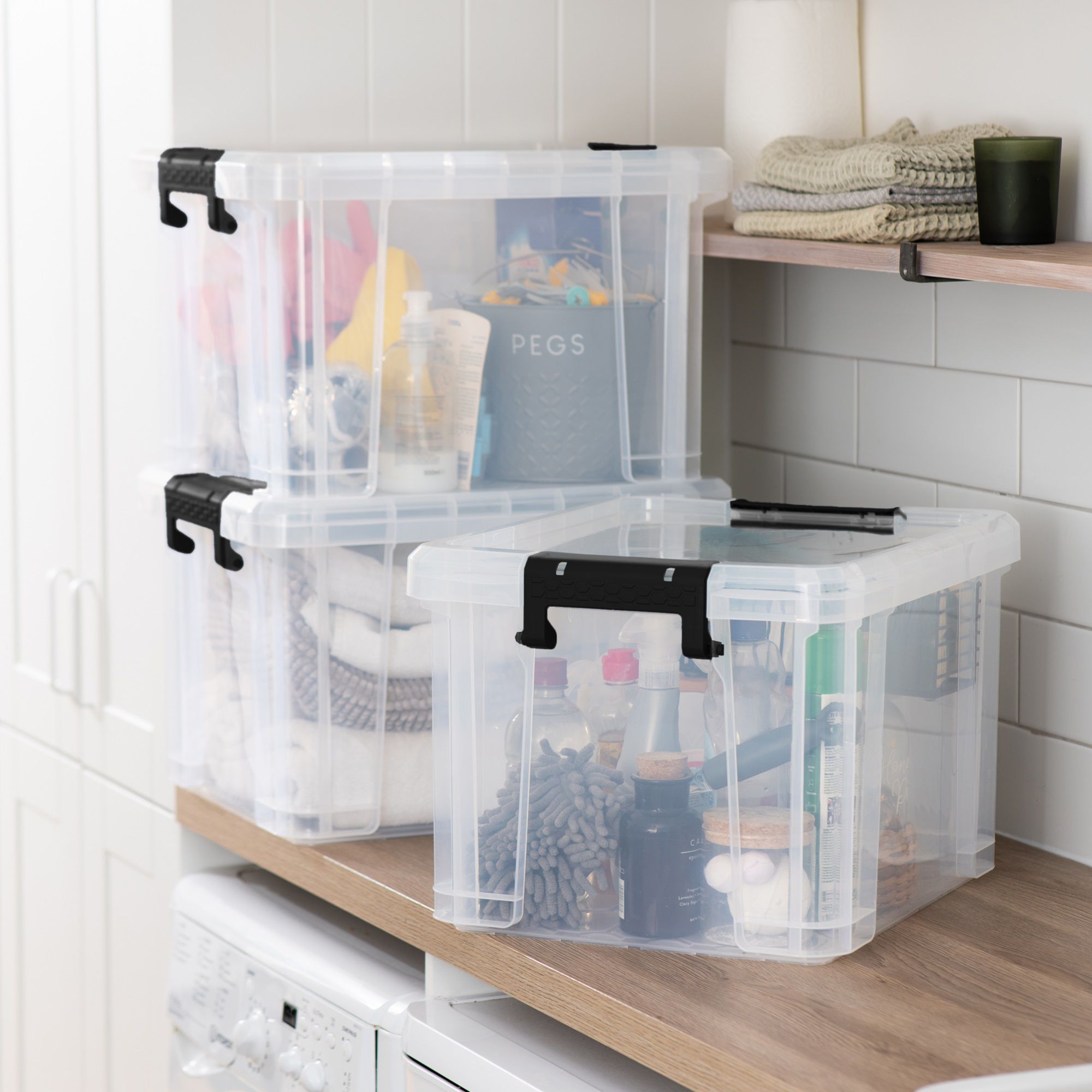 Strata Stackmaster 40L Medium Plastic Stackable Storage box with Lid ...