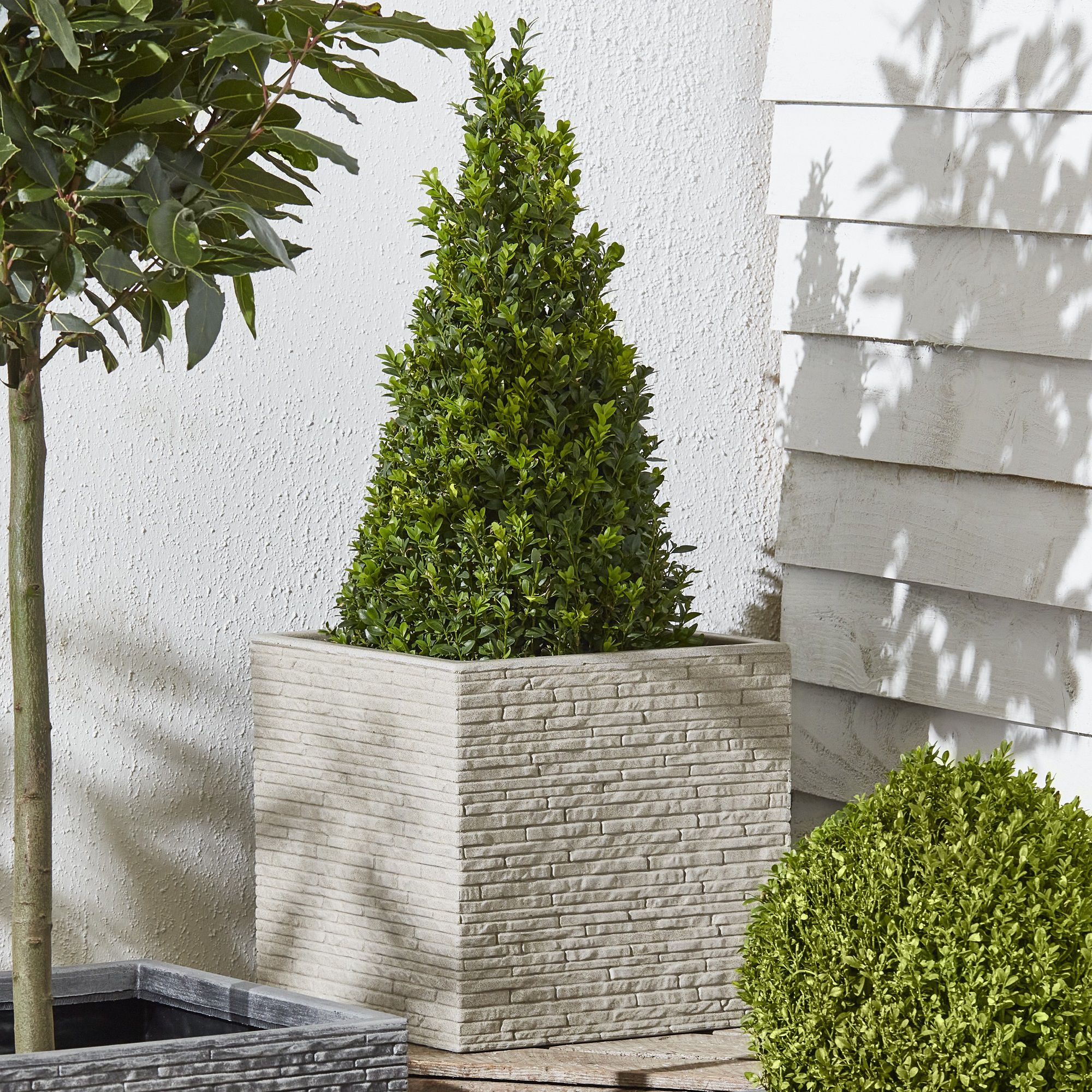 Strata Stone Plastic Slate Effect Square Planter (H)30cm (W)32cm (D)32cm