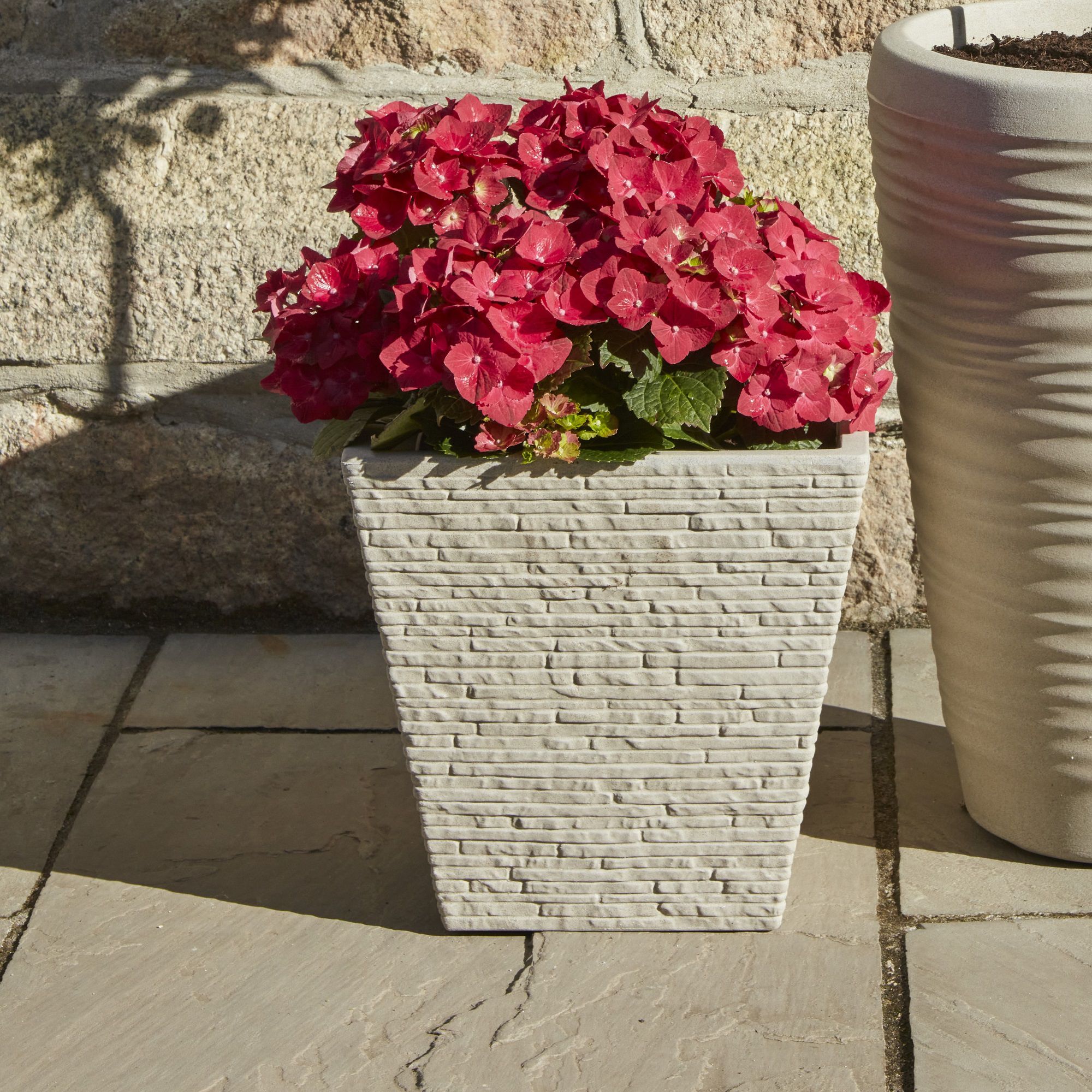 Strata Stone Plastic Slate Effect Square Planter (H)33cm (W)33.5cm (D)33.5cm