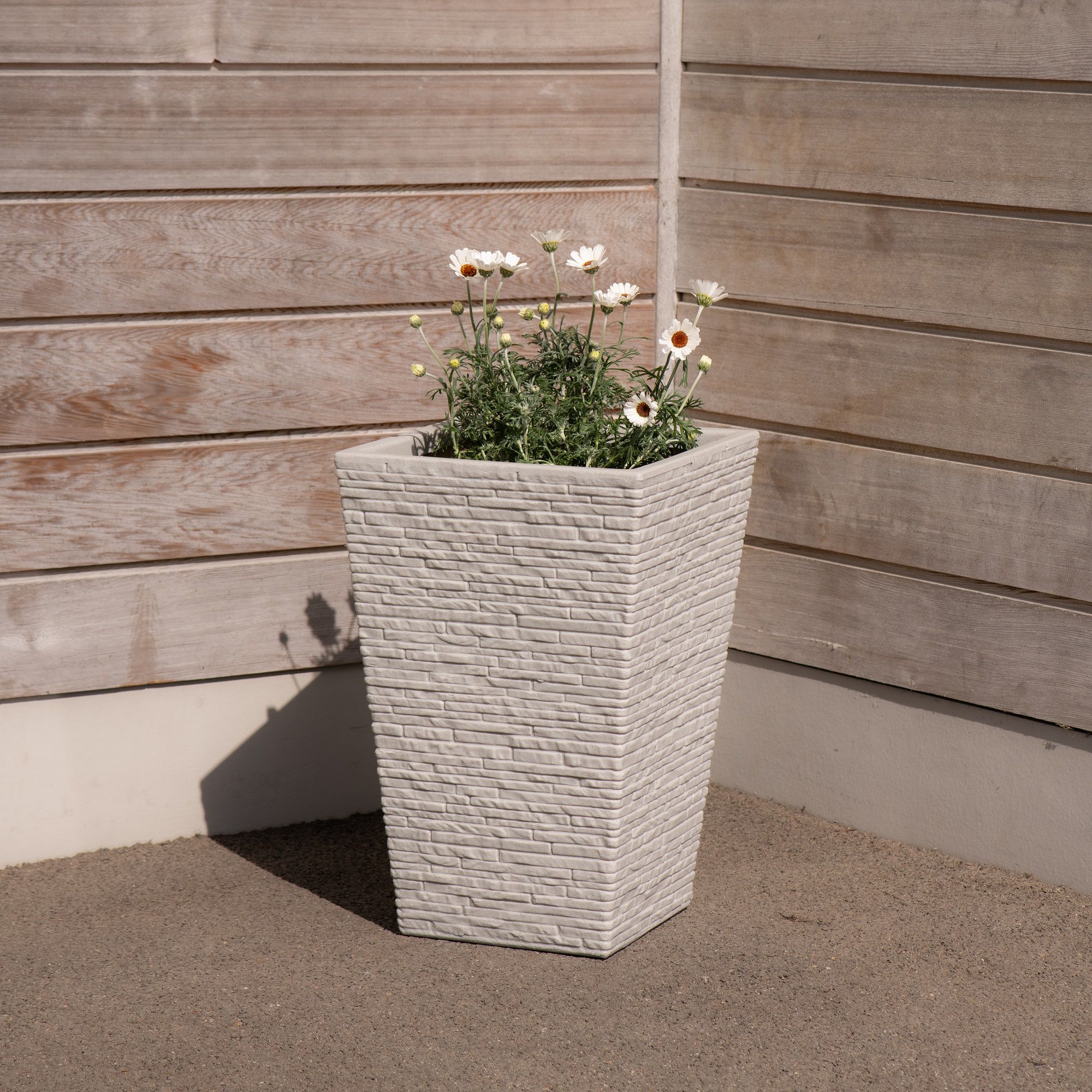 Strata Stone Plastic Slate Effect Square Planter (H)45cm (W)30cm (D)30cm