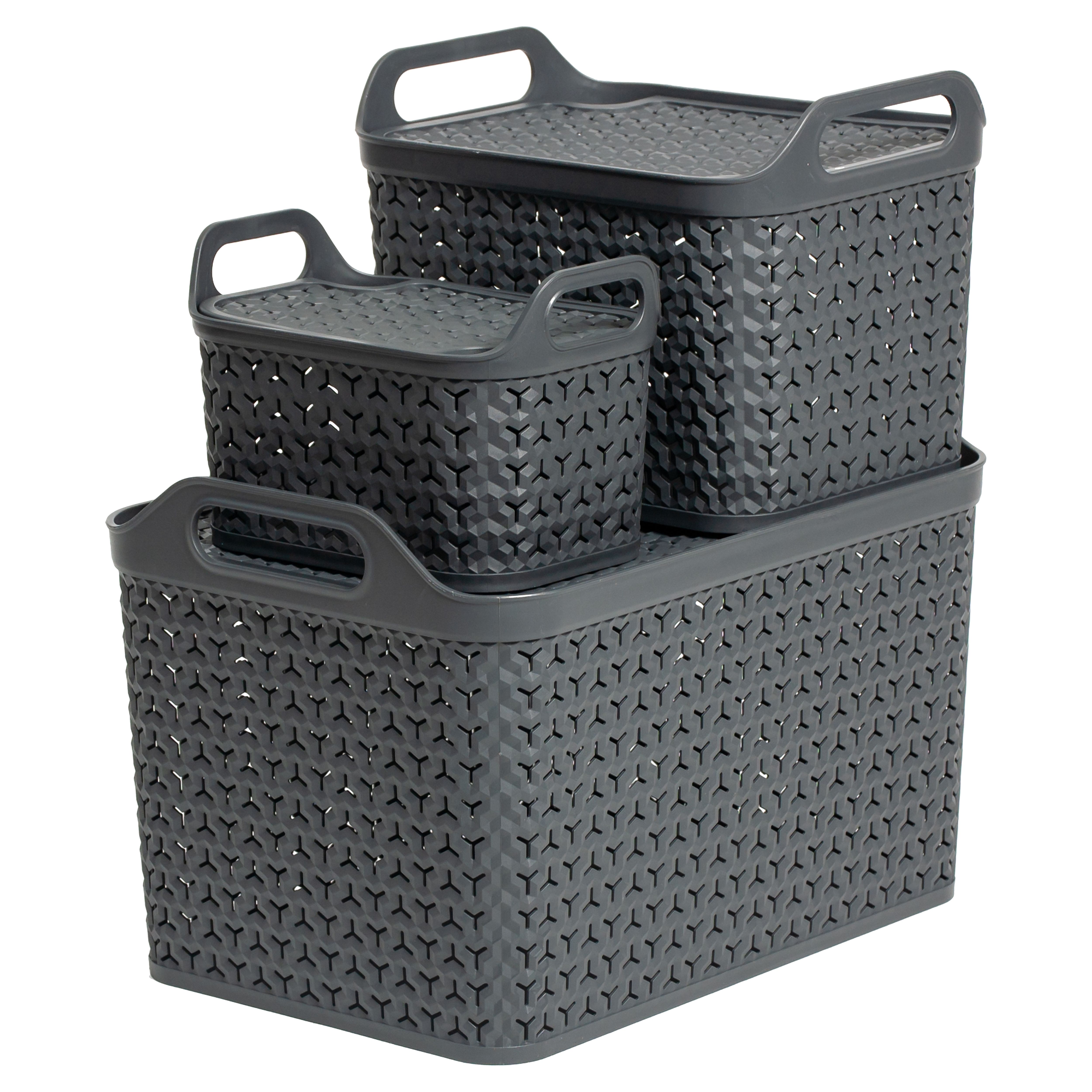 Strata Urban Charcoal Plastic Stackable Storage basket