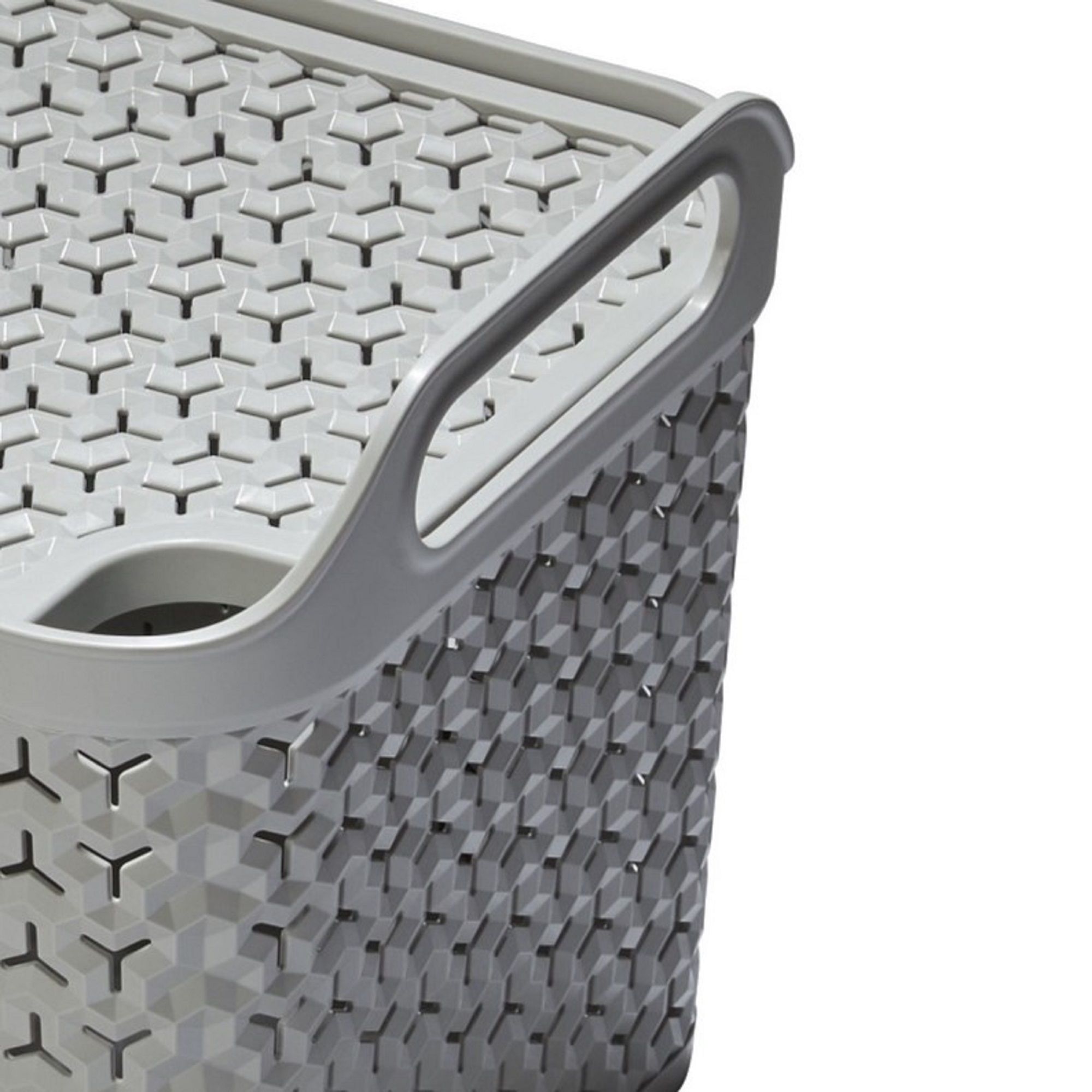 Strata Urban Grey Plastic Stackable Storage basket & Lid (H)23cm (W)23.5cm (D)30.5cm