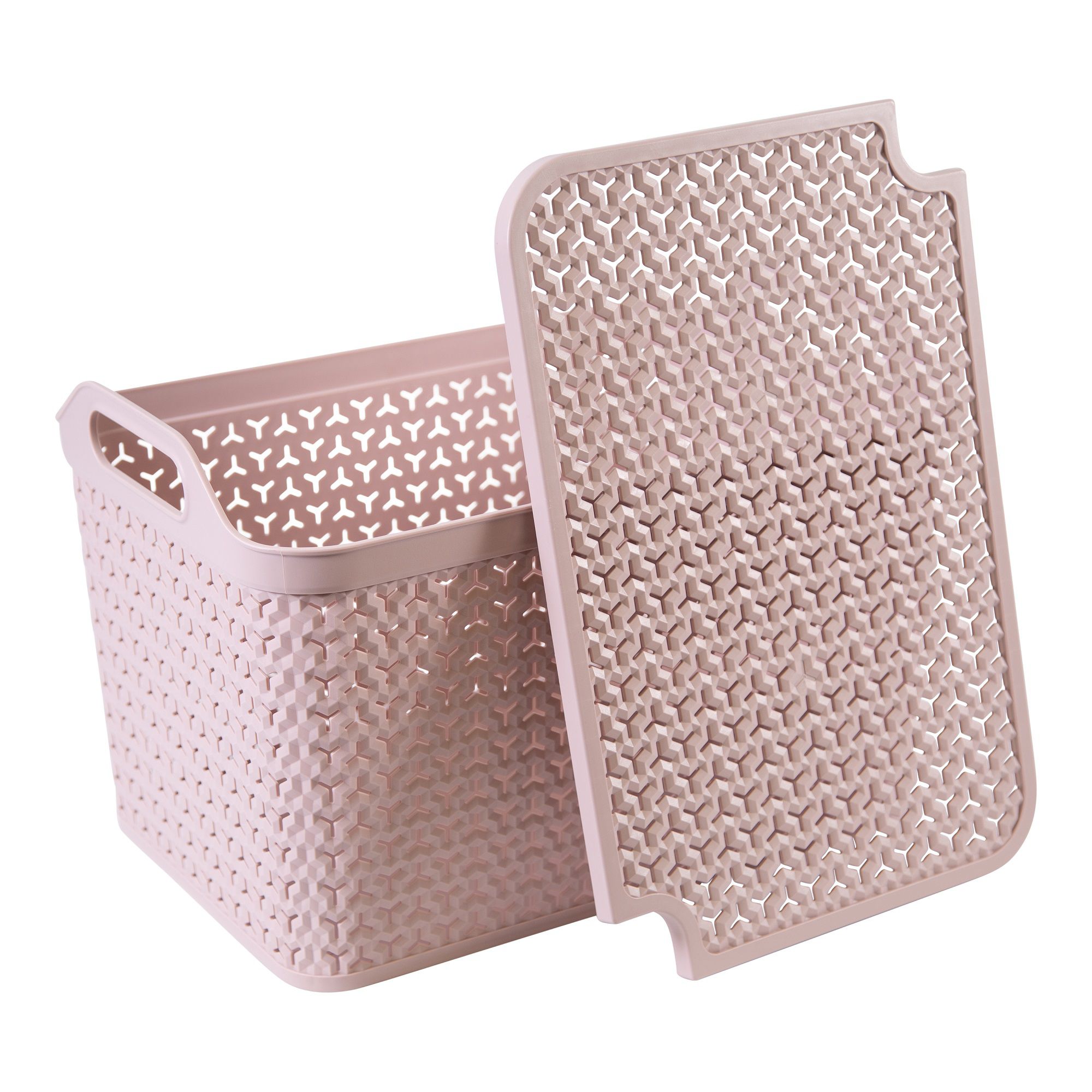 Strata Urban Pink Plastic Large Stackable Storage basket & Lid (H)29cm (W)30cm (D)43.5cm