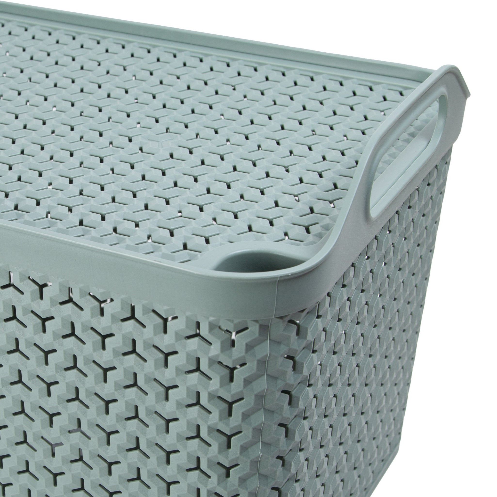 Strata Urban Sage green Plastic Large Stackable Storage basket & Lid (H)29cm (W)30cm (D)43.5cm