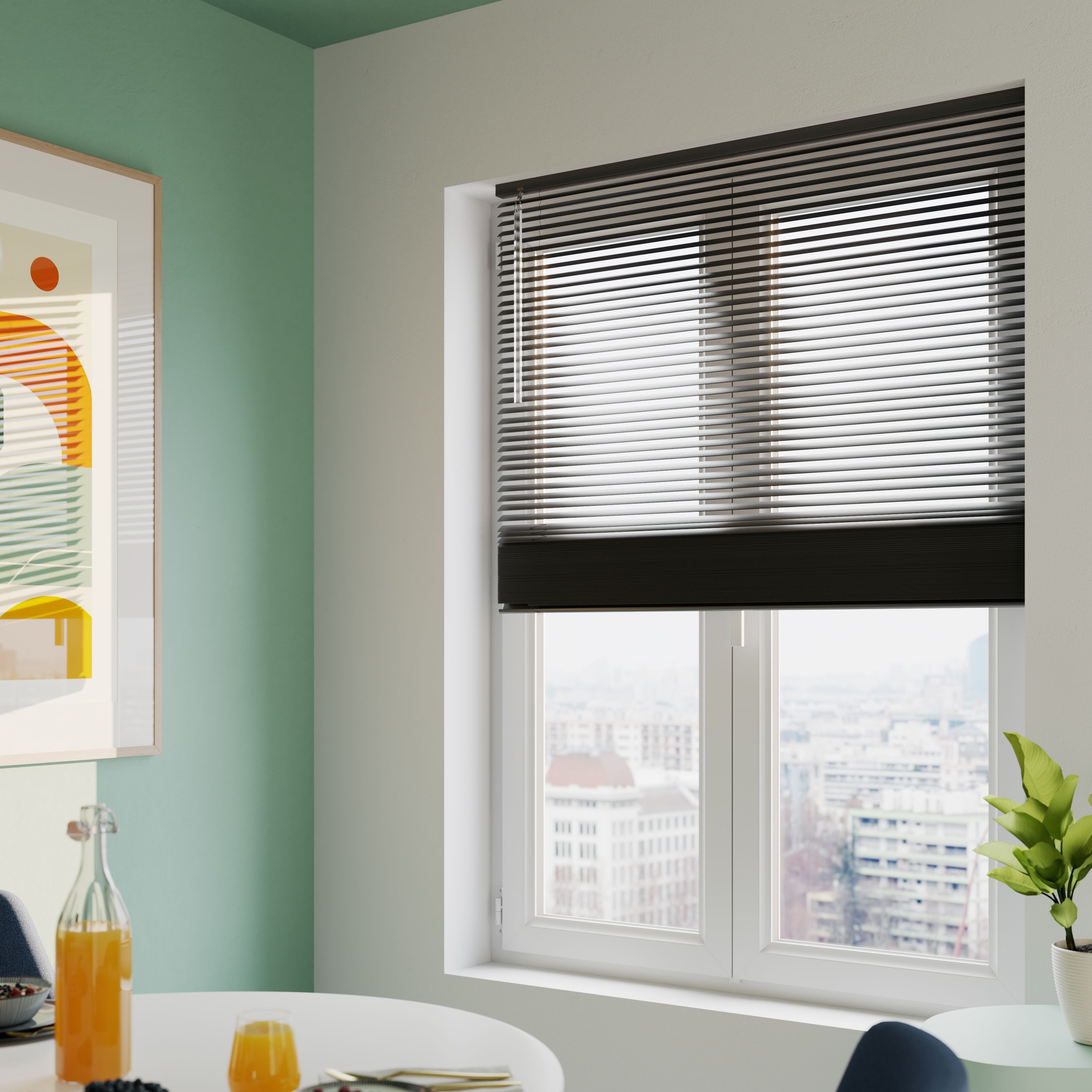 Studio Black Aluminium Venetian Blind (W)120cm (L)180cm