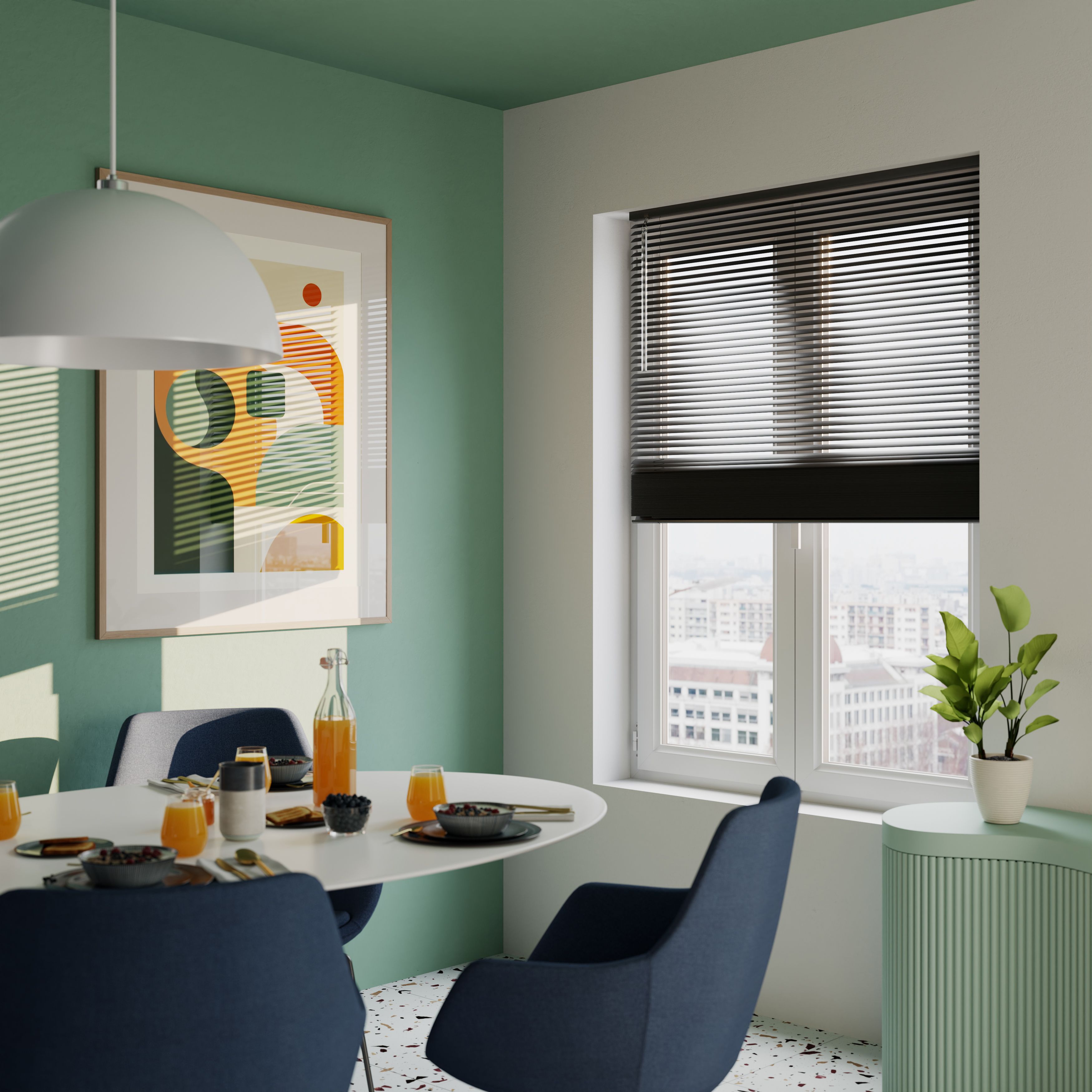 Studio Black Aluminium Venetian Blind (W)120cm (L)180cm
