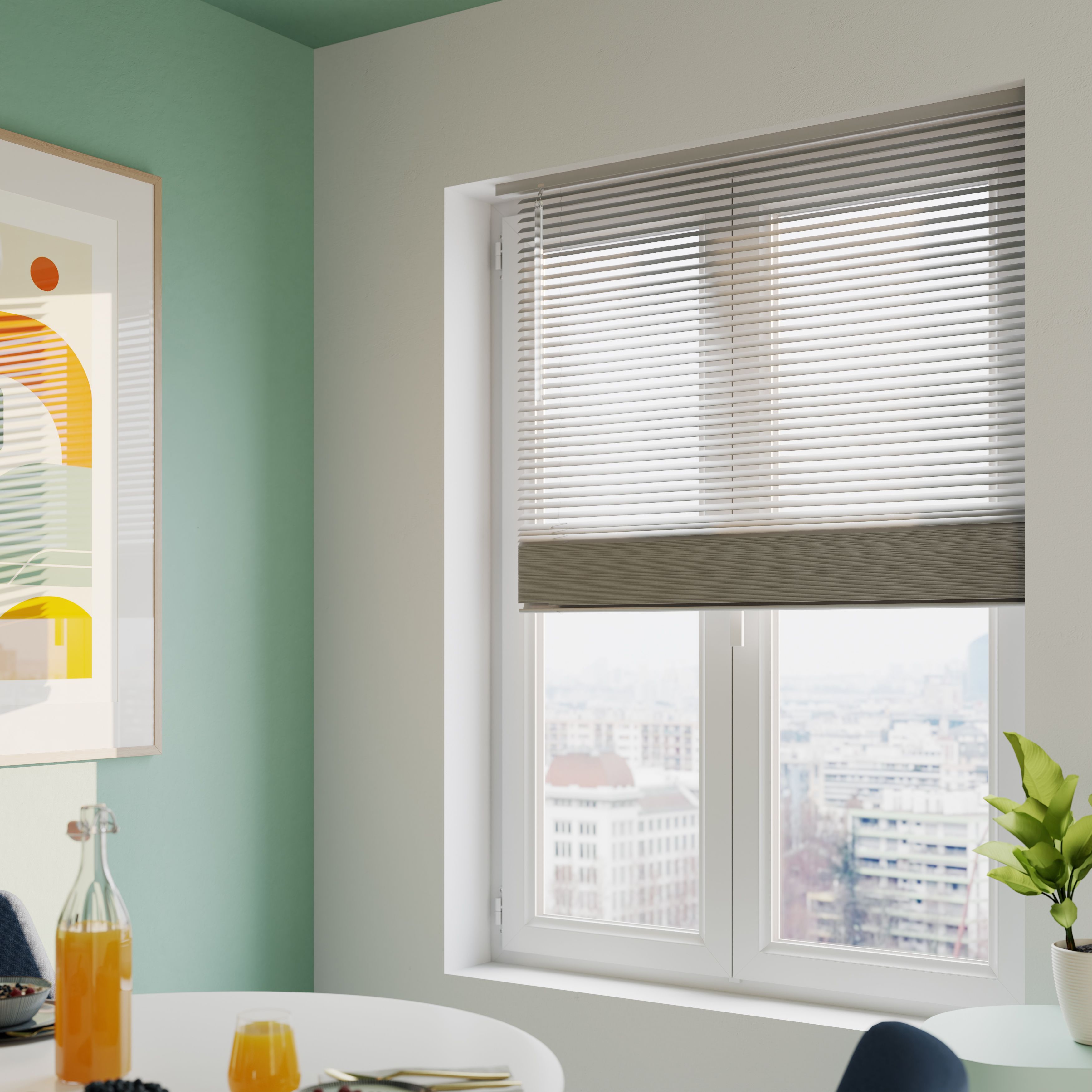 Studio Grey Nickel effect Aluminium Venetian Blind (W)120cm (L)180cm