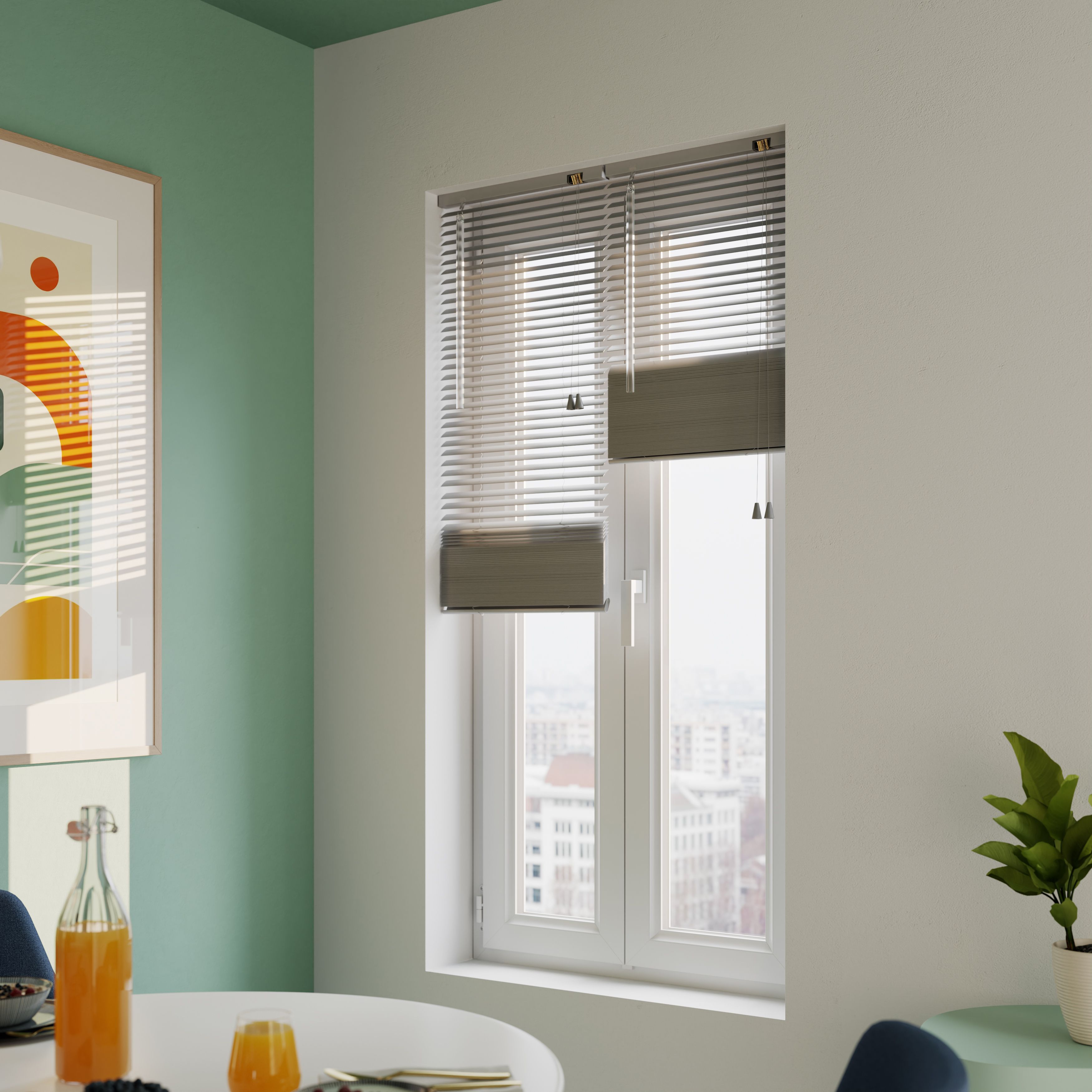 Studio Grey Nickel effect Aluminium Venetian Blind (W)40cm (L)180cm