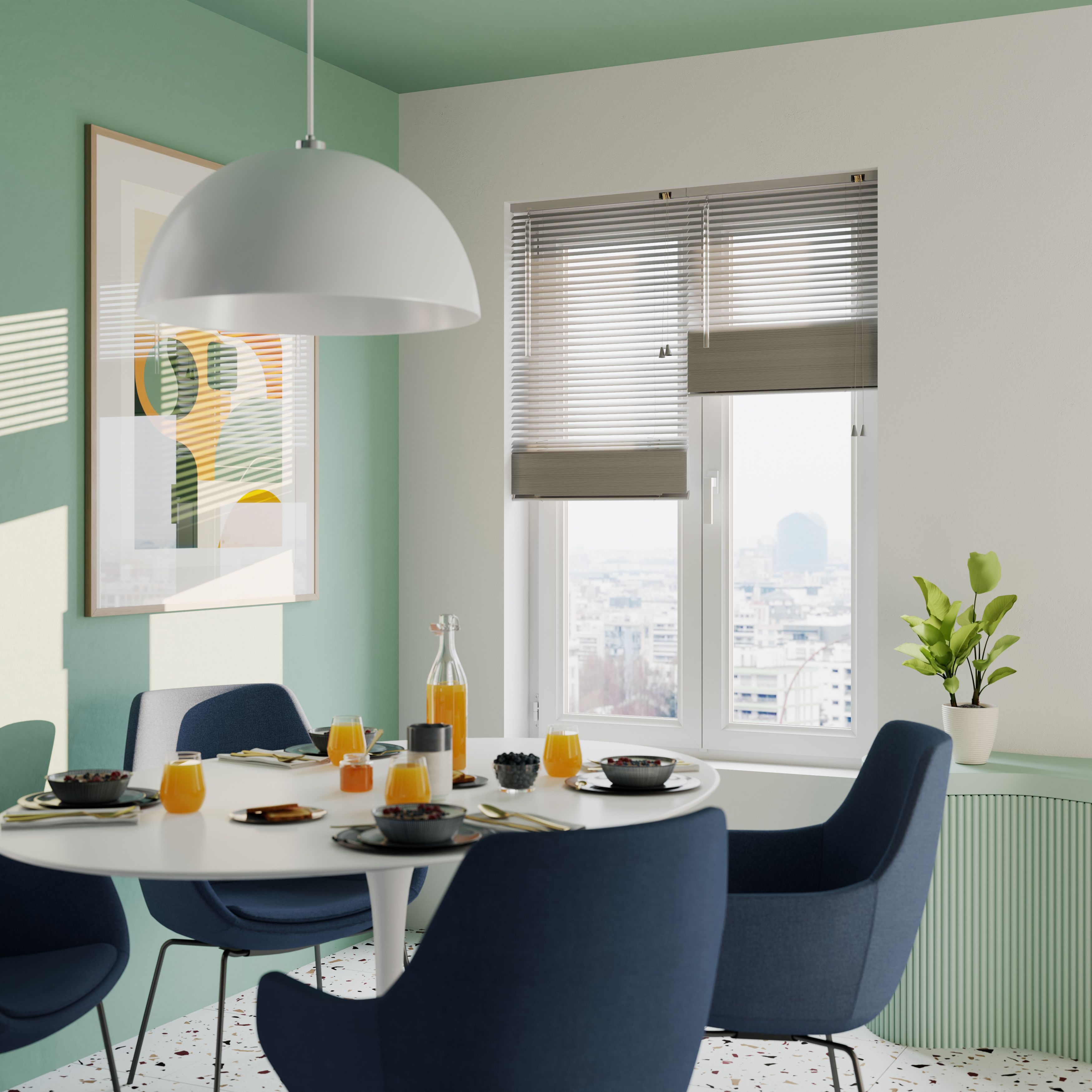 Studio Grey Nickel effect Aluminium Venetian Blind (W)60cm (L)180cm