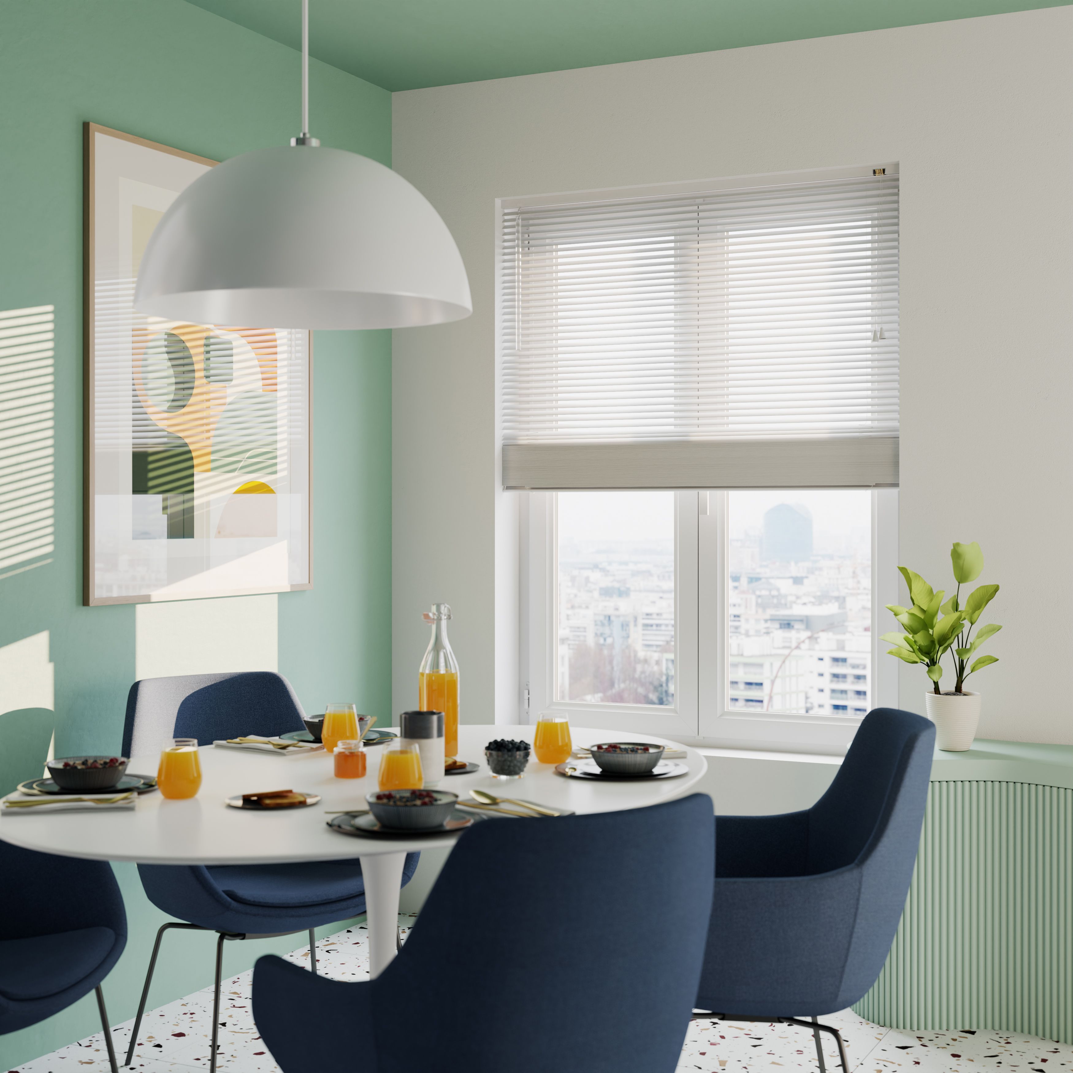 Studio White Aluminium Venetian Blind (W)120cm (L)180cm