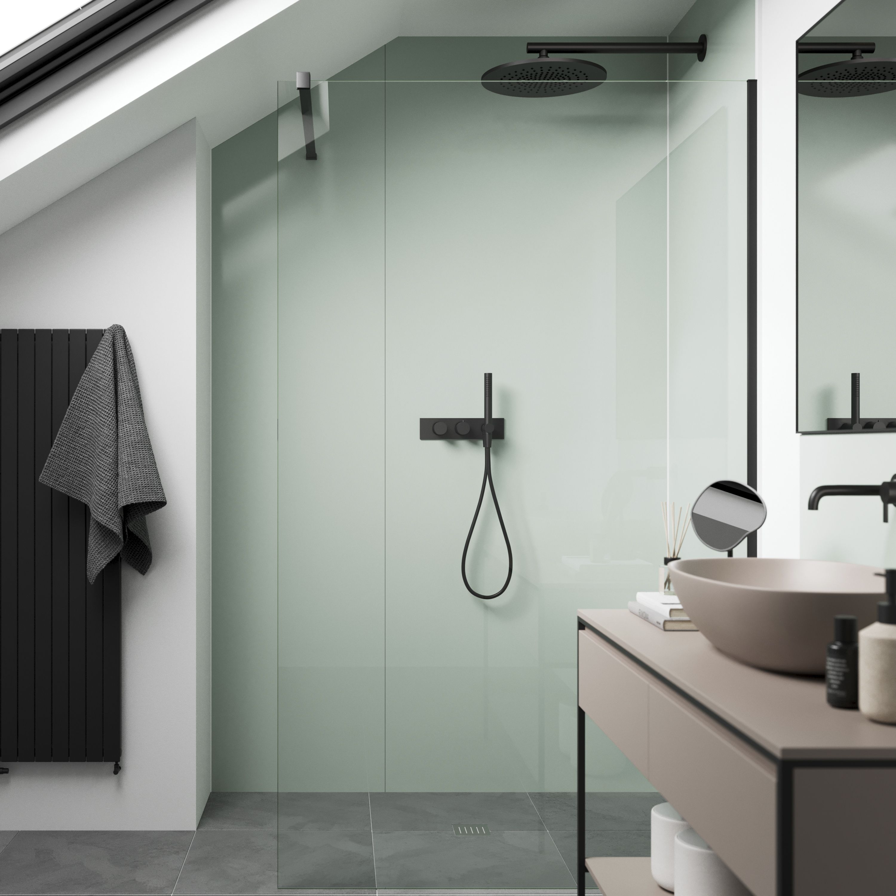 Stylepanel Acrylic Bathroom Decorative panel (H)2400mm (W)1200mm - Gloss Sage