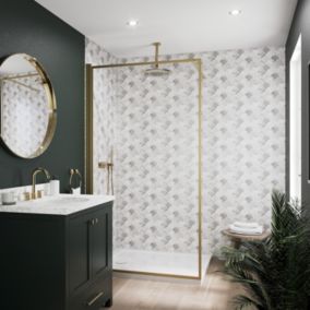 Stylepanel Gloss Grey Escallop Acrylic Bathroom Decorative panel (H)2400mm (W)1200mm