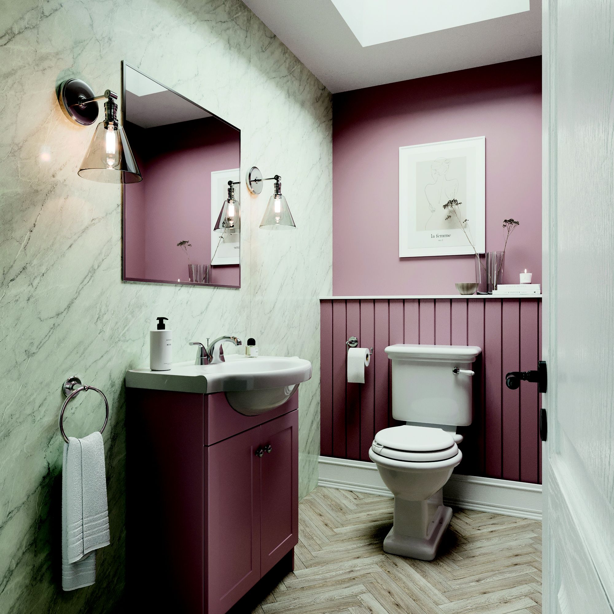 Stylepanel Laminated Bathroom Decorative panel (H)2440mm (W)1179mm - Matt Grey Pacific Marble effect