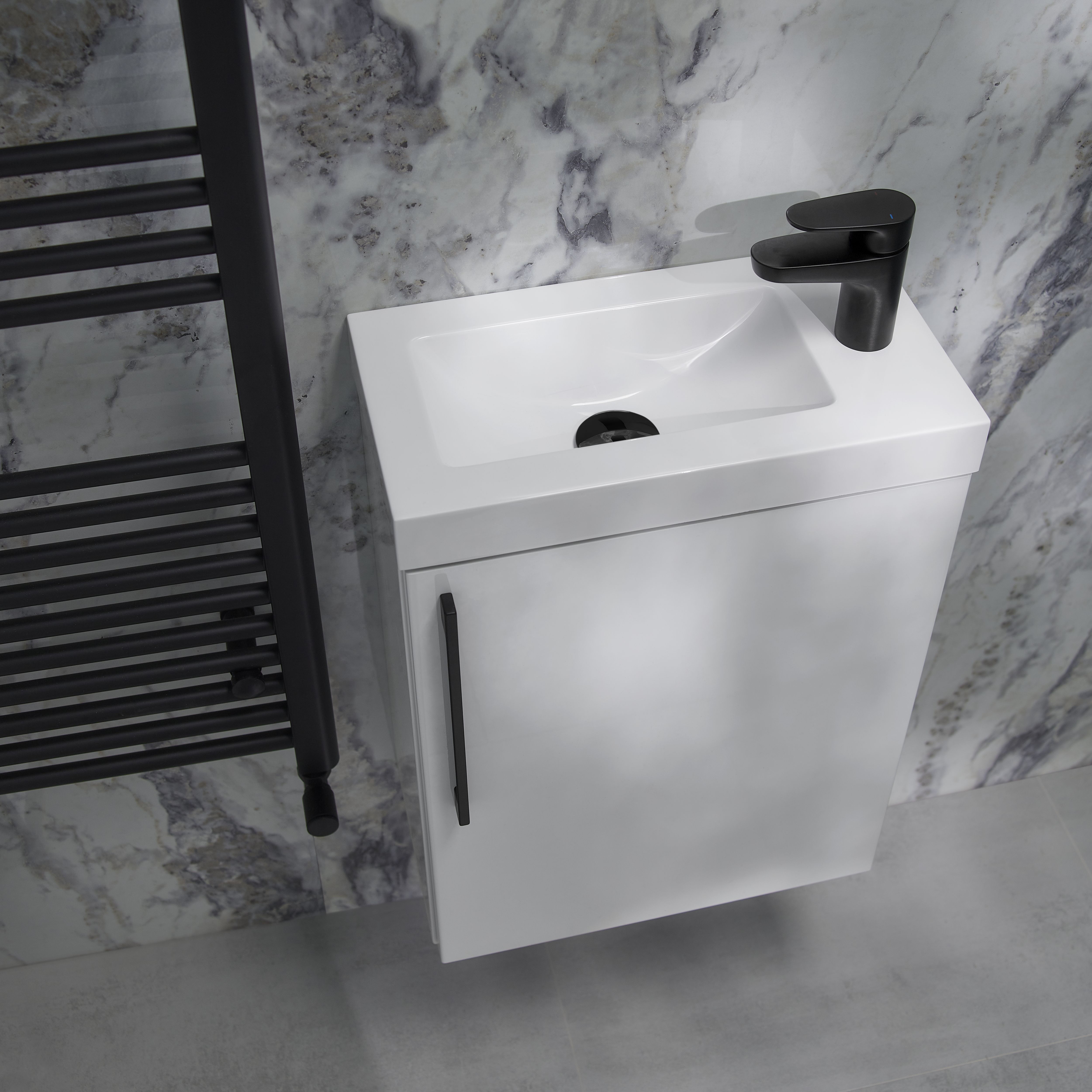 Stylepanel Laminated Bathroom Decorative panel (H)2440mm (W)1179mm - Matt White Milano Marble effect