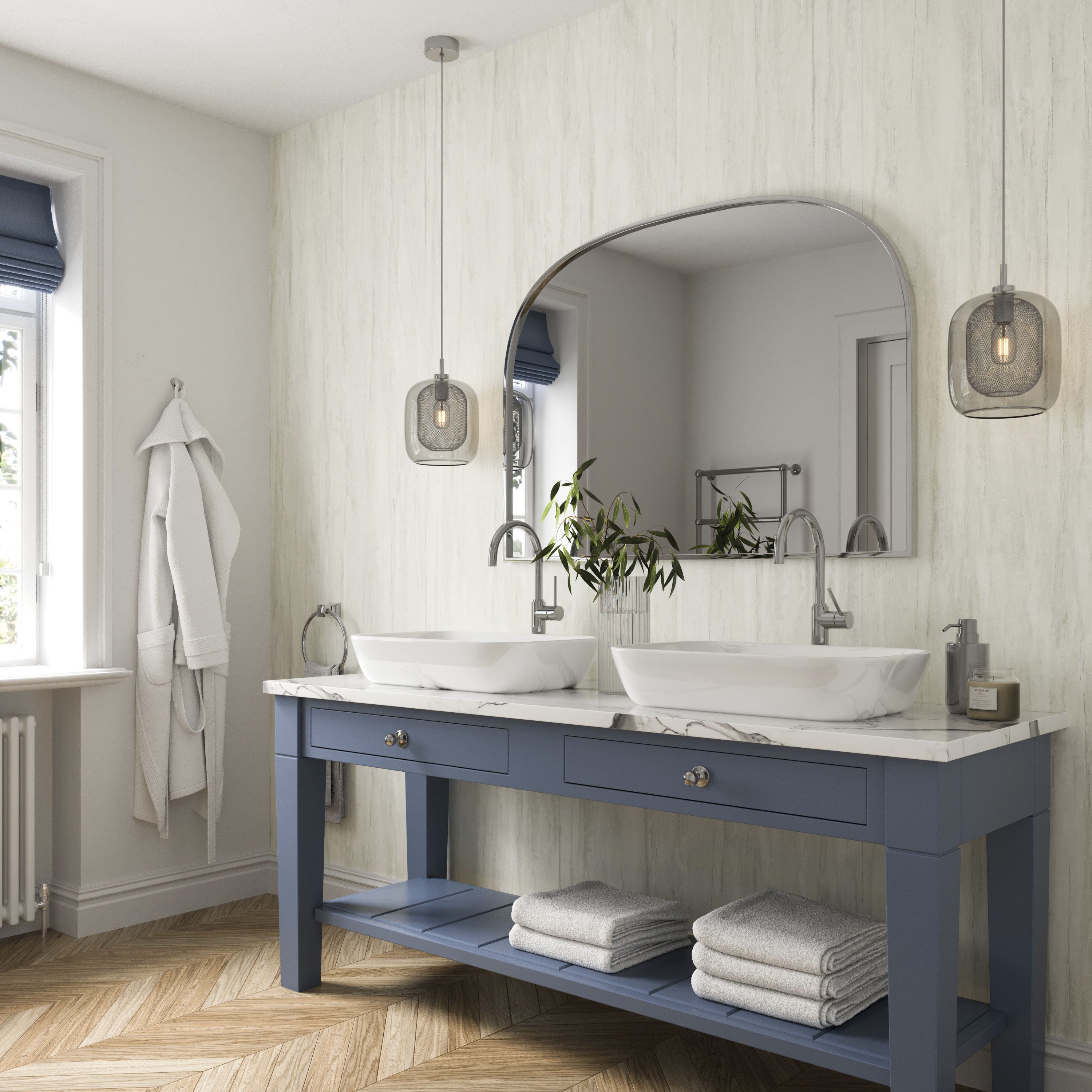 Stylepanel Laminated Bathroom Decorative panel (H)2440mm (W)579mm - Matt Grey Washed Wood effect