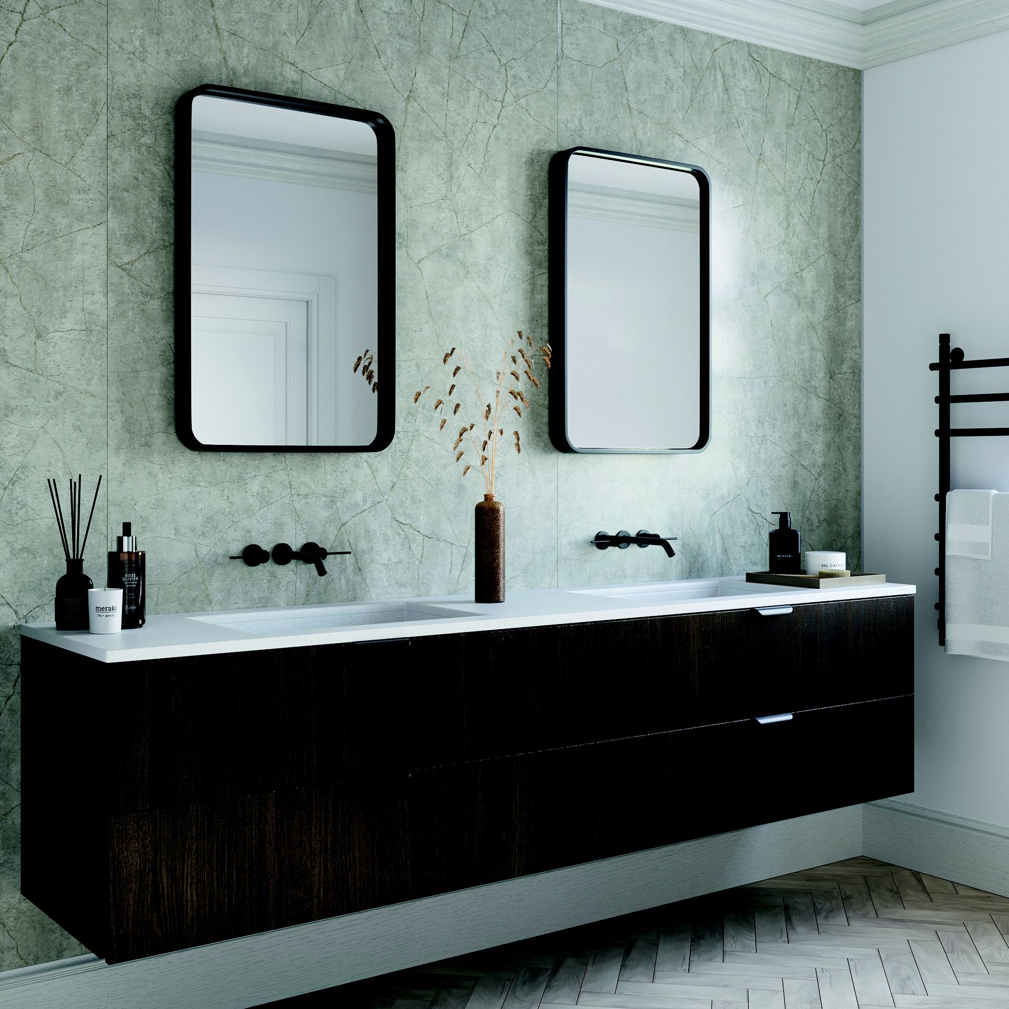 Stylepanel Laminated Bathroom Decorative panel (H)2440mm (W)900mm - Gloss Grey Argento stone Metallic effect