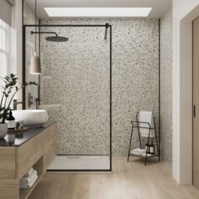 Stylepanel Matt Grey Terrazzo grigio Laminated Bathroom Decorative panel (H)2440mm (W)1179mm
