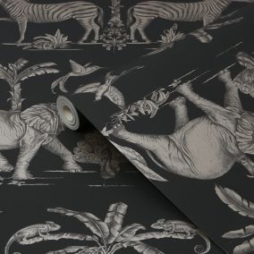 Sublime Charcoal Gold effect Elephant Smooth Wallpaper