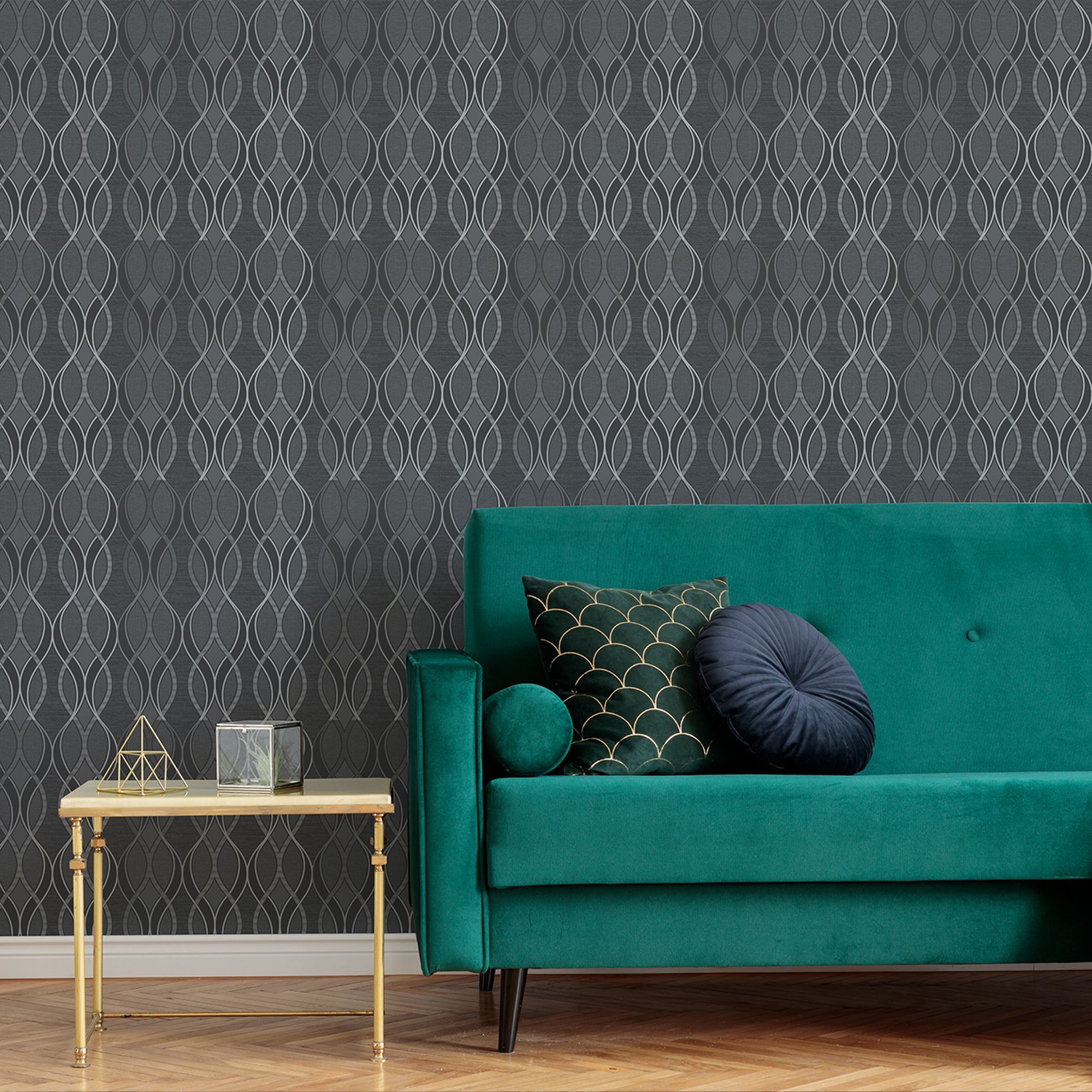 Sublime Dark grey Ribbon geometric Smooth Wallpaper