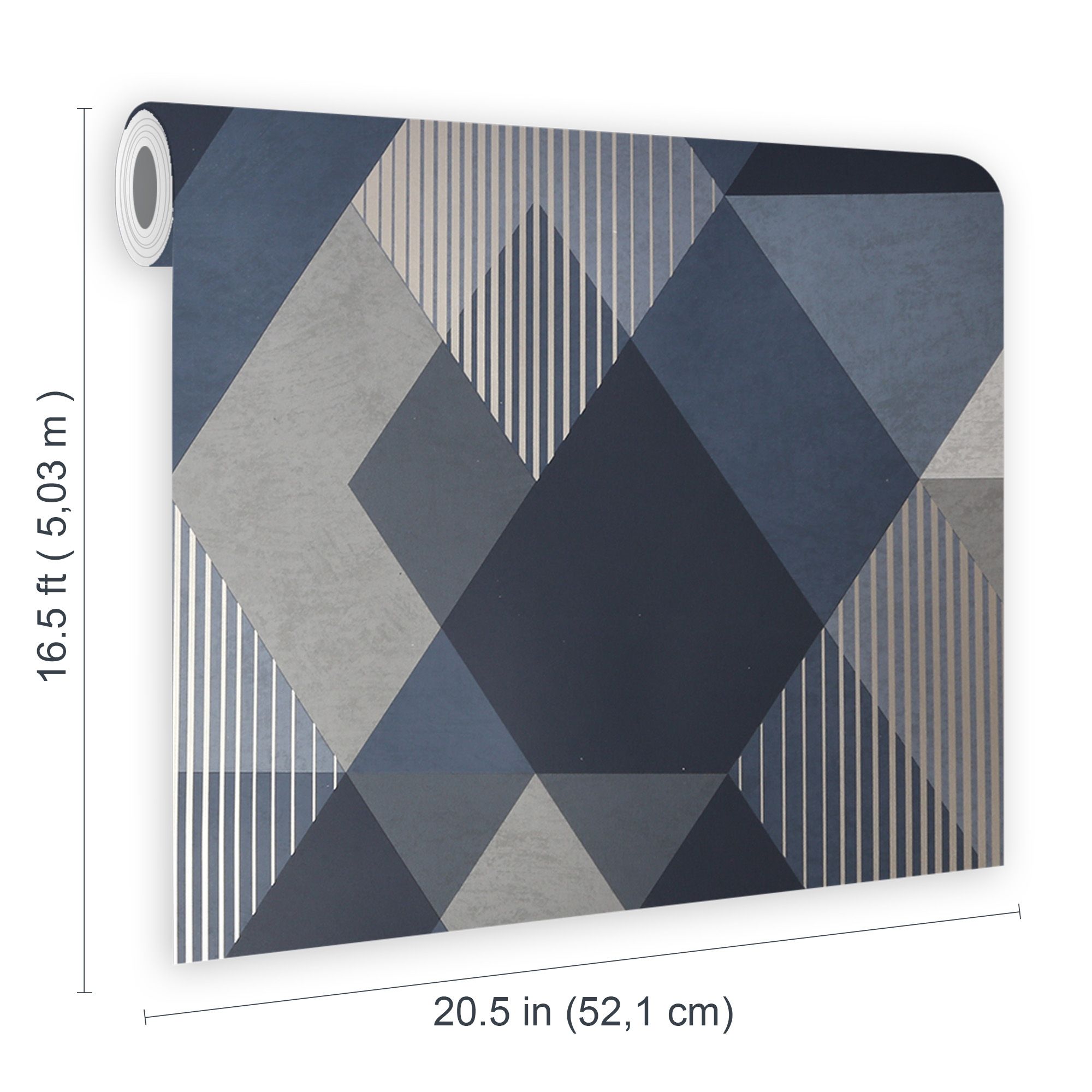 Sublime Decadence Navy Geometric Smooth Wallpaper