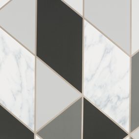 Sublime Marble Charcoal Metallic effect Geometric Smooth Wallpaper