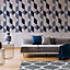 Sublime Marble Navy Metallic effect Geometric Smooth Wallpaper Sample