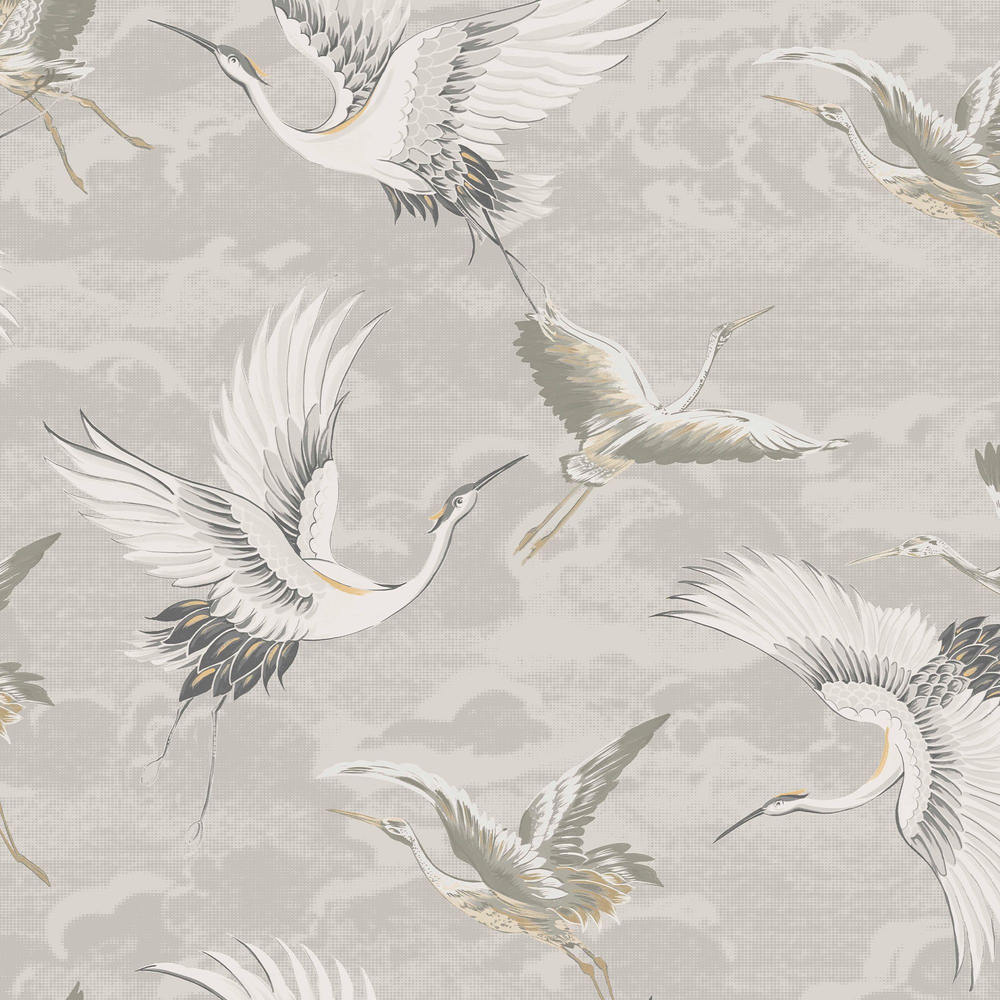 Sublime Neutral Birds Patterned Textured Wallpaper