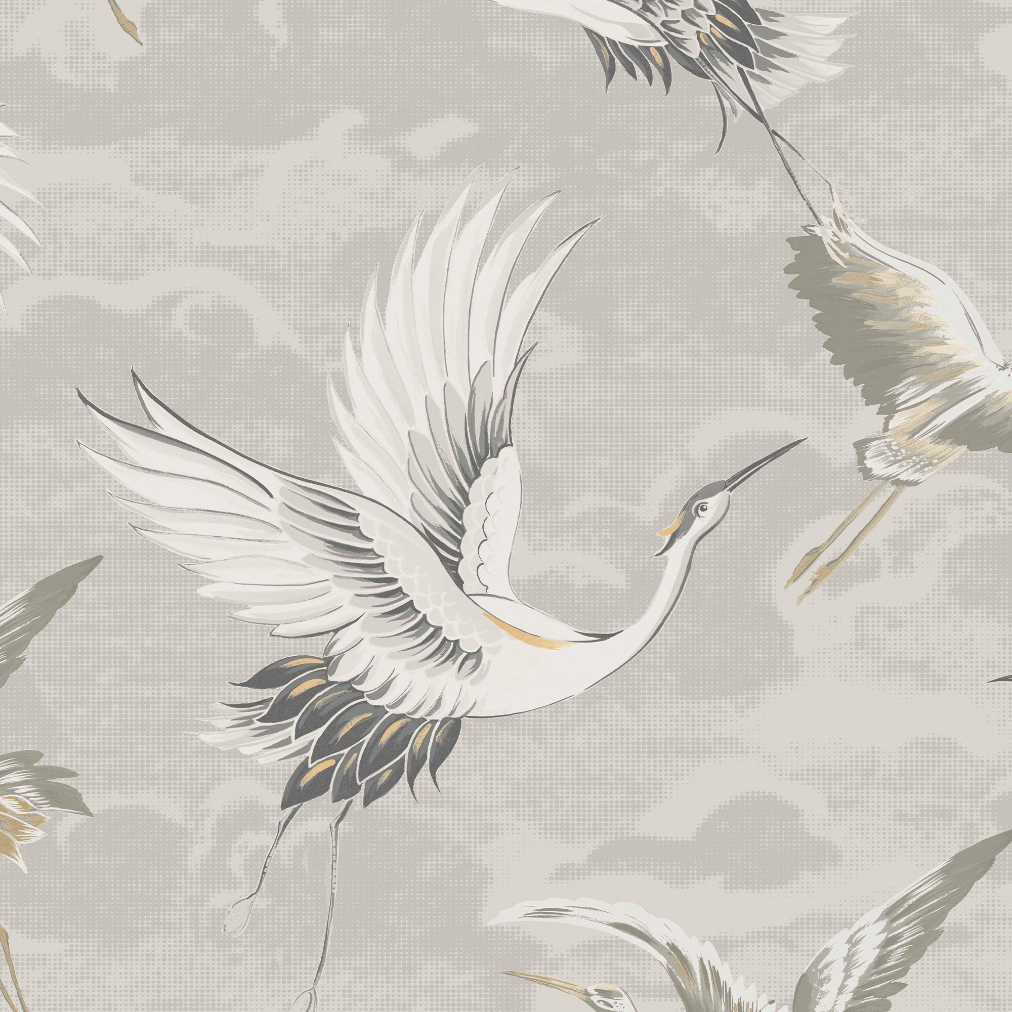 Sublime Neutral Birds Patterned Textured Wallpaper