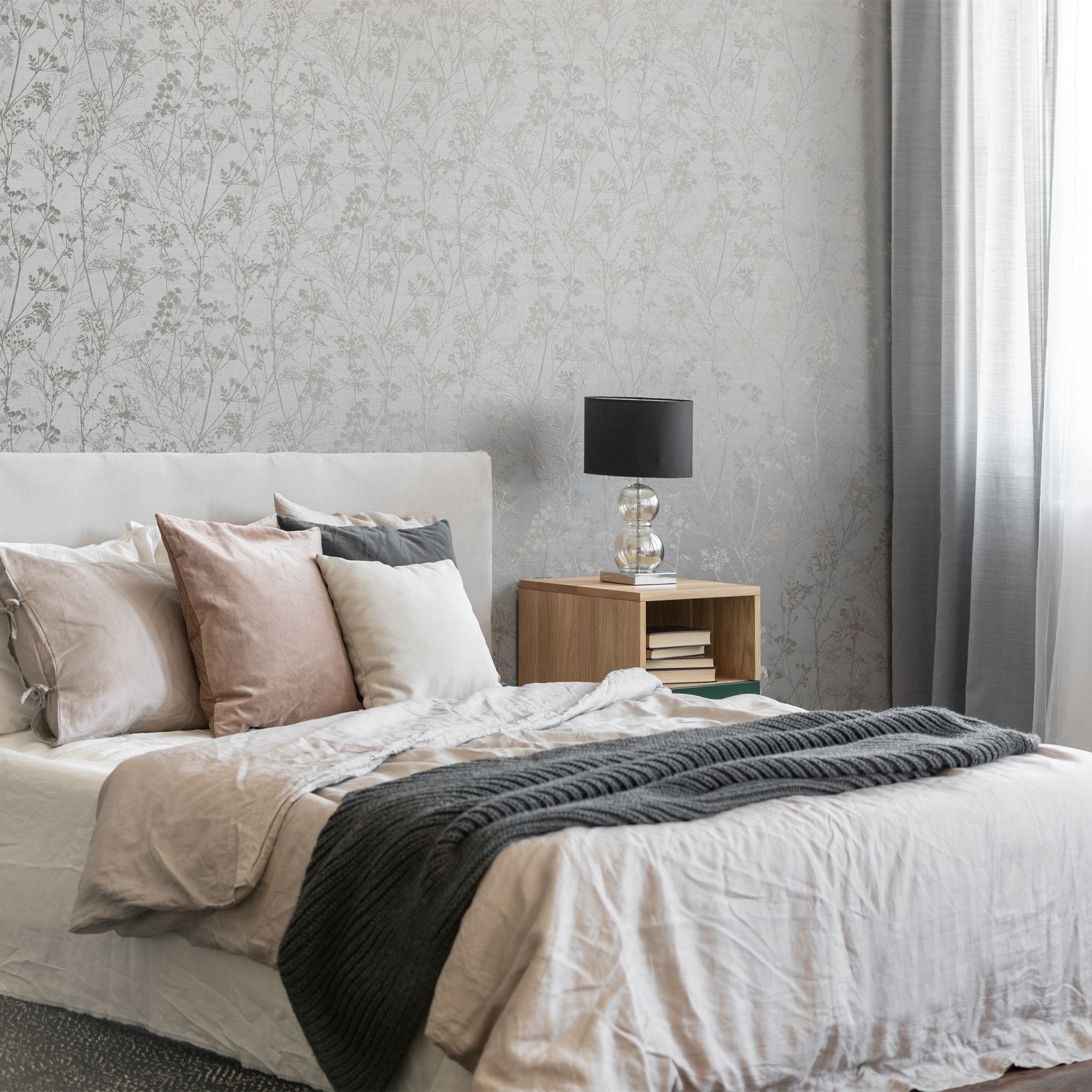 Sublime Pale Gold Hedgerow Smooth Wallpaper Sample