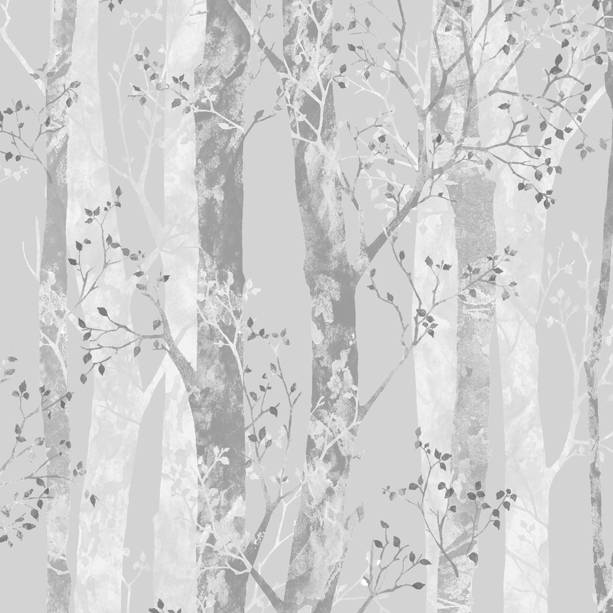 Sublime Silver effect Dappled trees Smooth Wallpaper
