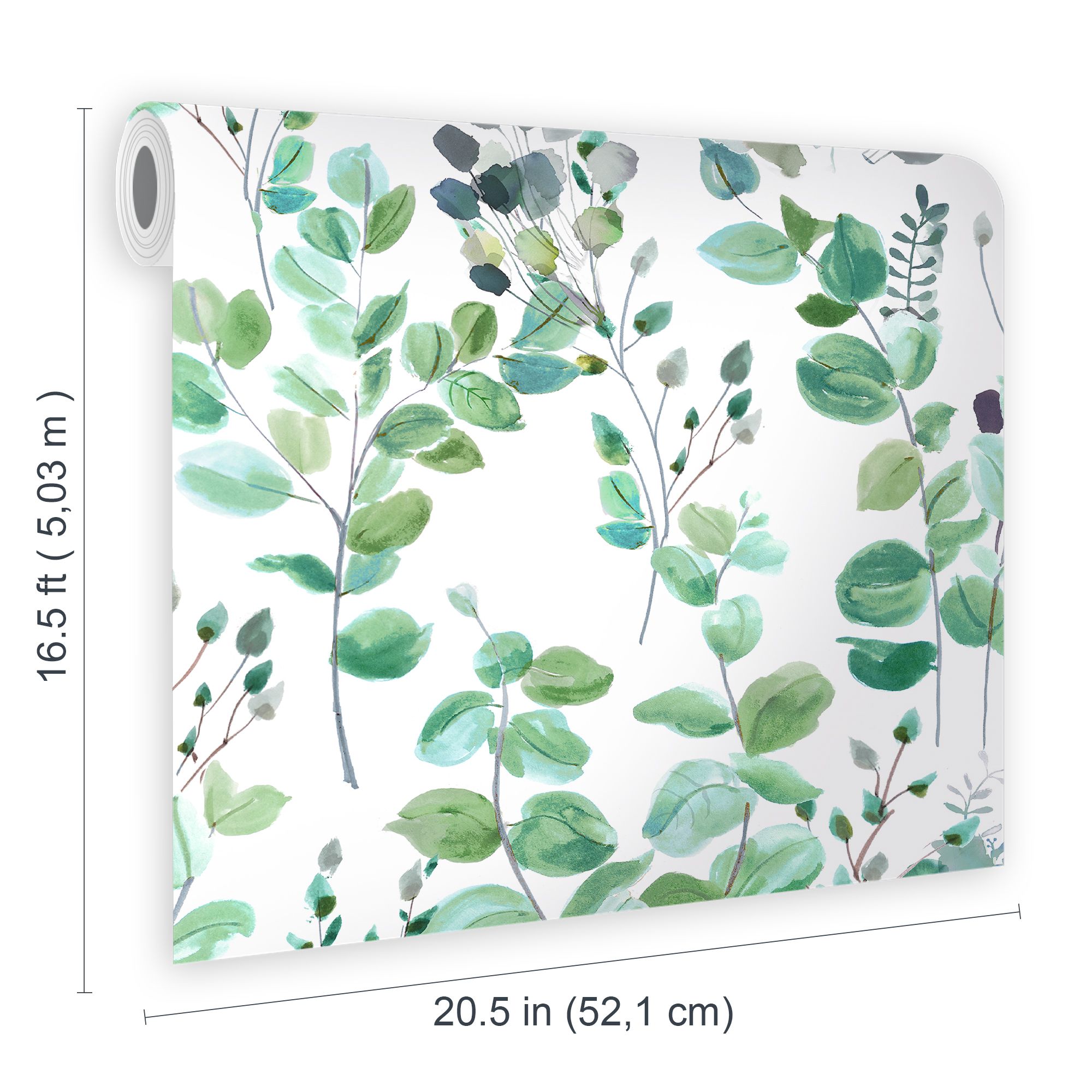 Sublime Watercolour Green Floral Smooth Wallpaper