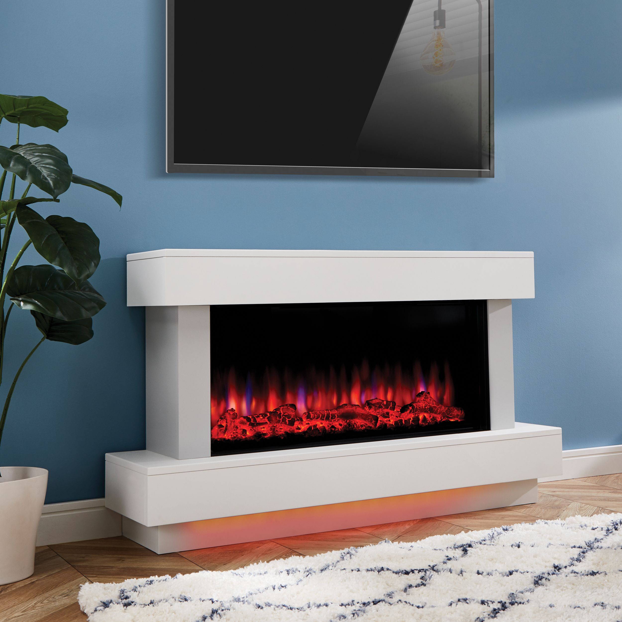 Suncrest Bourne White Electric fire suite