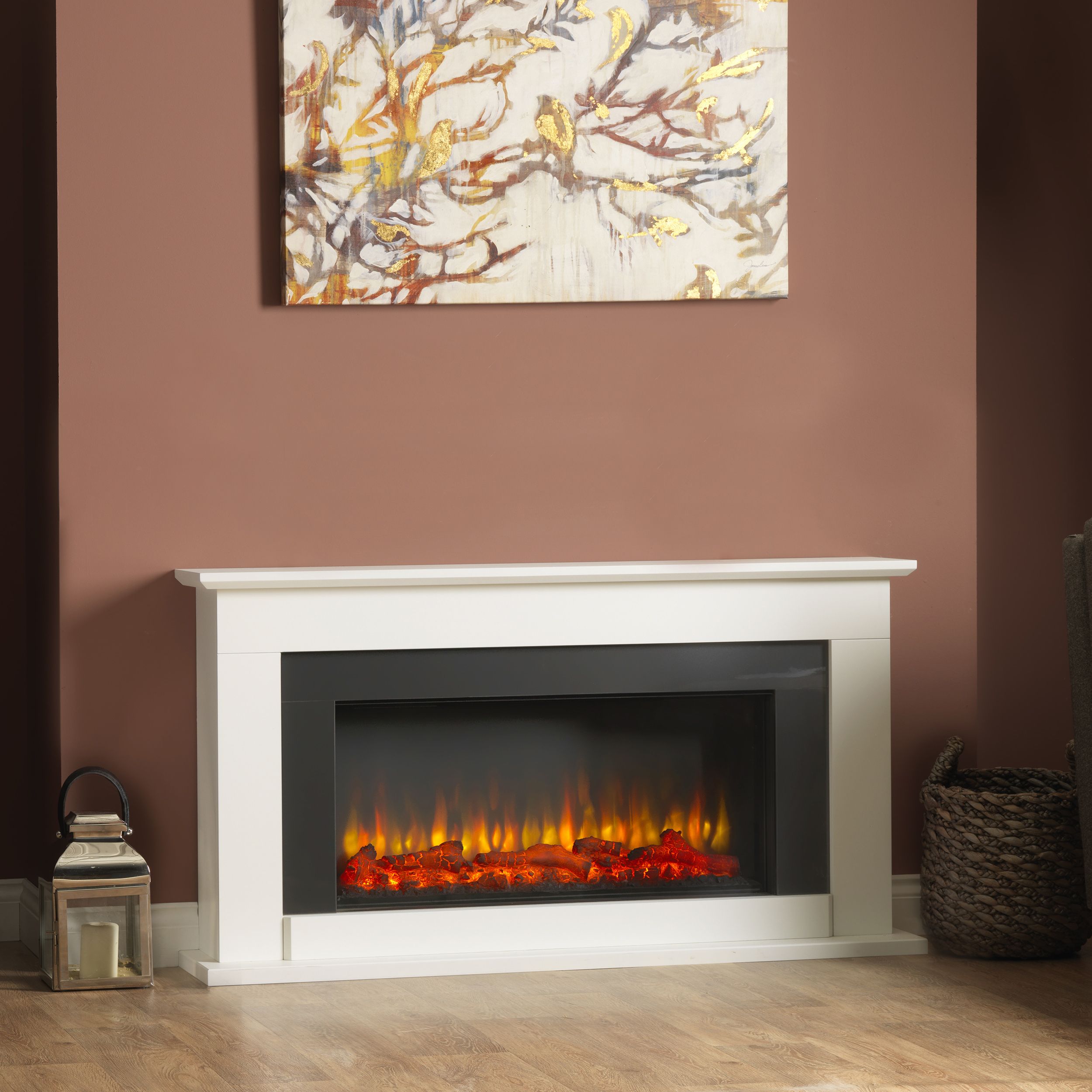 Suncrest Georgia White Electric fire suite
