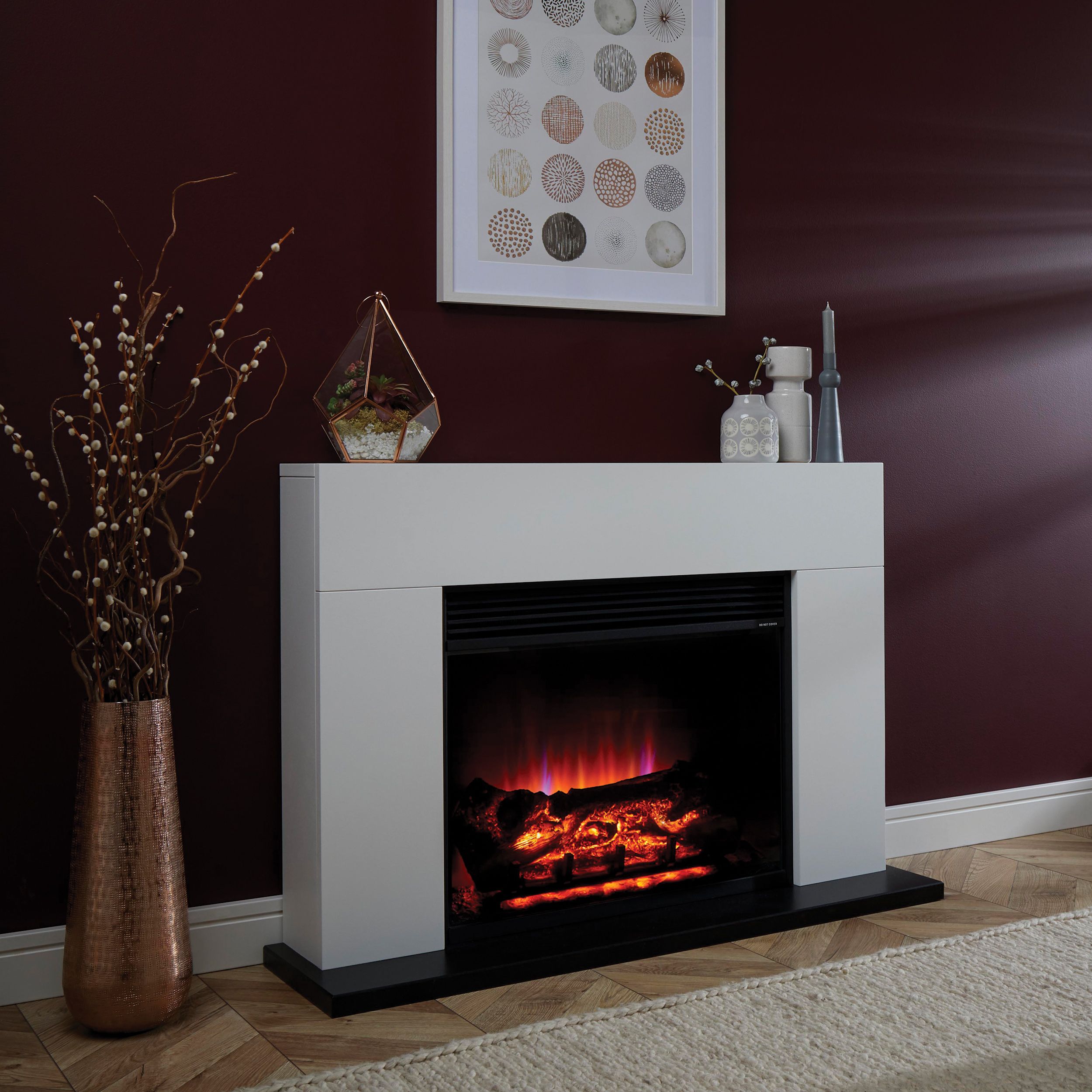 Suncrest Lindale White Electric fire suite